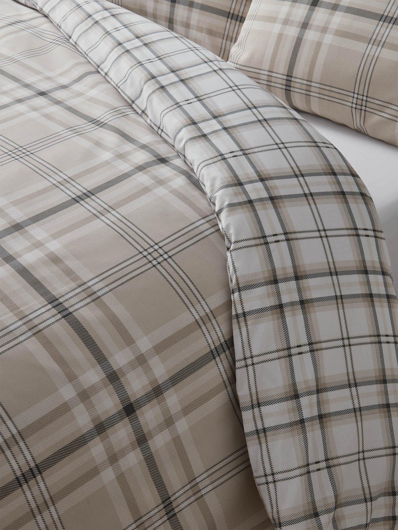 Image 5 of 5 of Catherine Lansfield Kelso Check Natural Reversible Duvet Cover Set