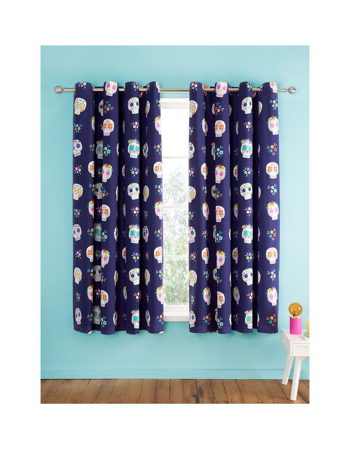  image of catherine-lansfield-sugar-skull-curtains--66-x-72-inch
