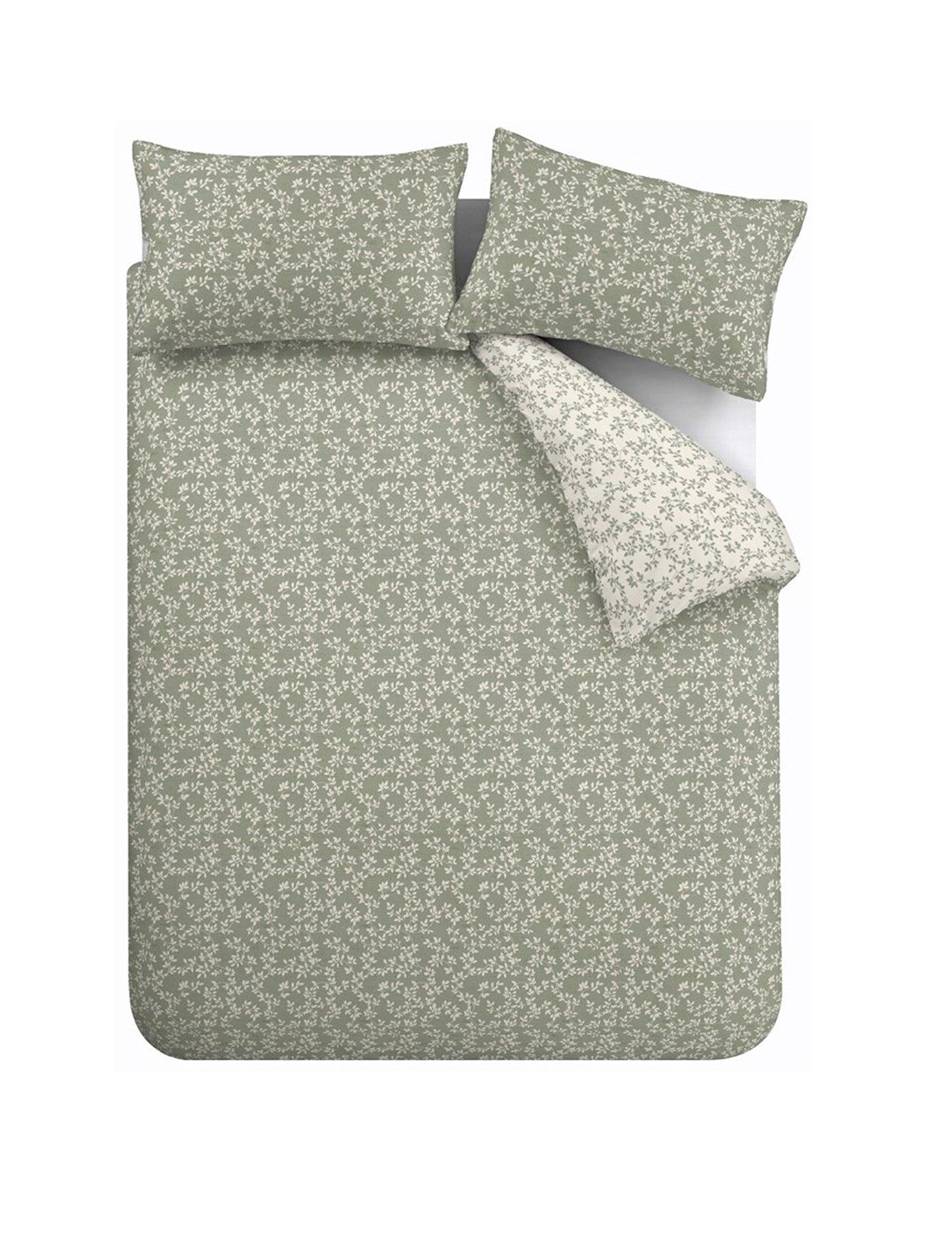Image 2 of 5 of Bianca Shadow Leaves Green 100% Cotton Duvet Set