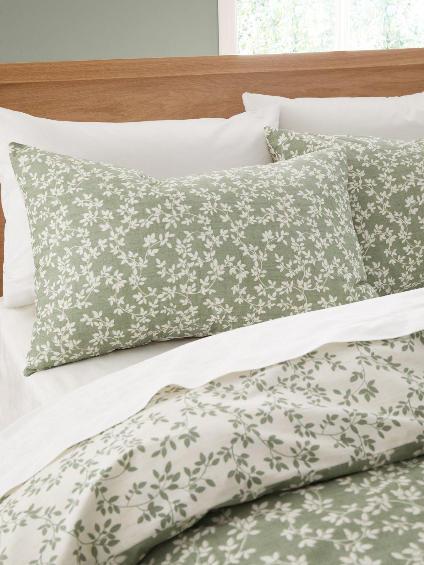Image 4 of 5 of Bianca Shadow Leaves Green 100% Cotton Duvet Set