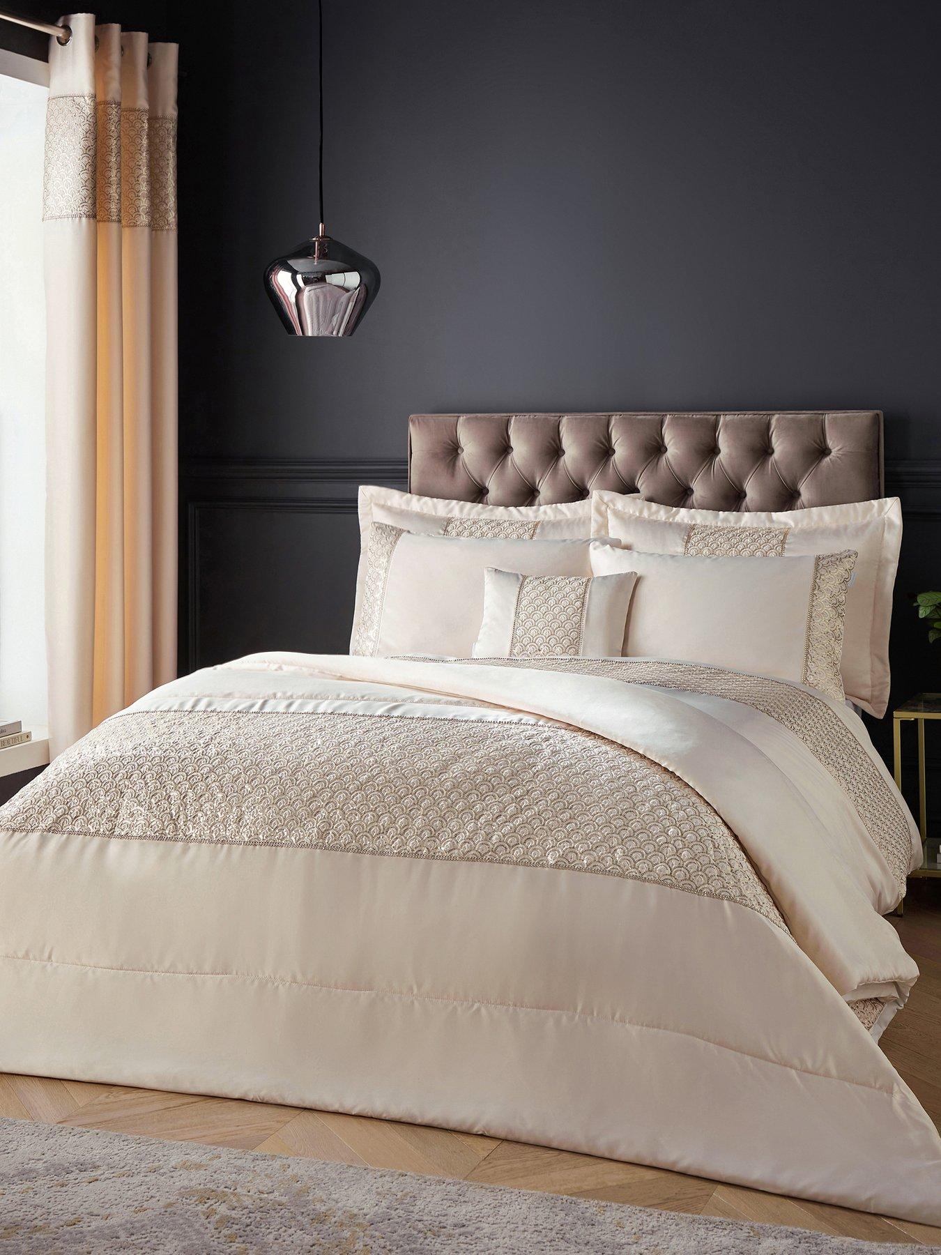 Catherine Lansfield Deco Sequin Champagne Duvet Cover Set
