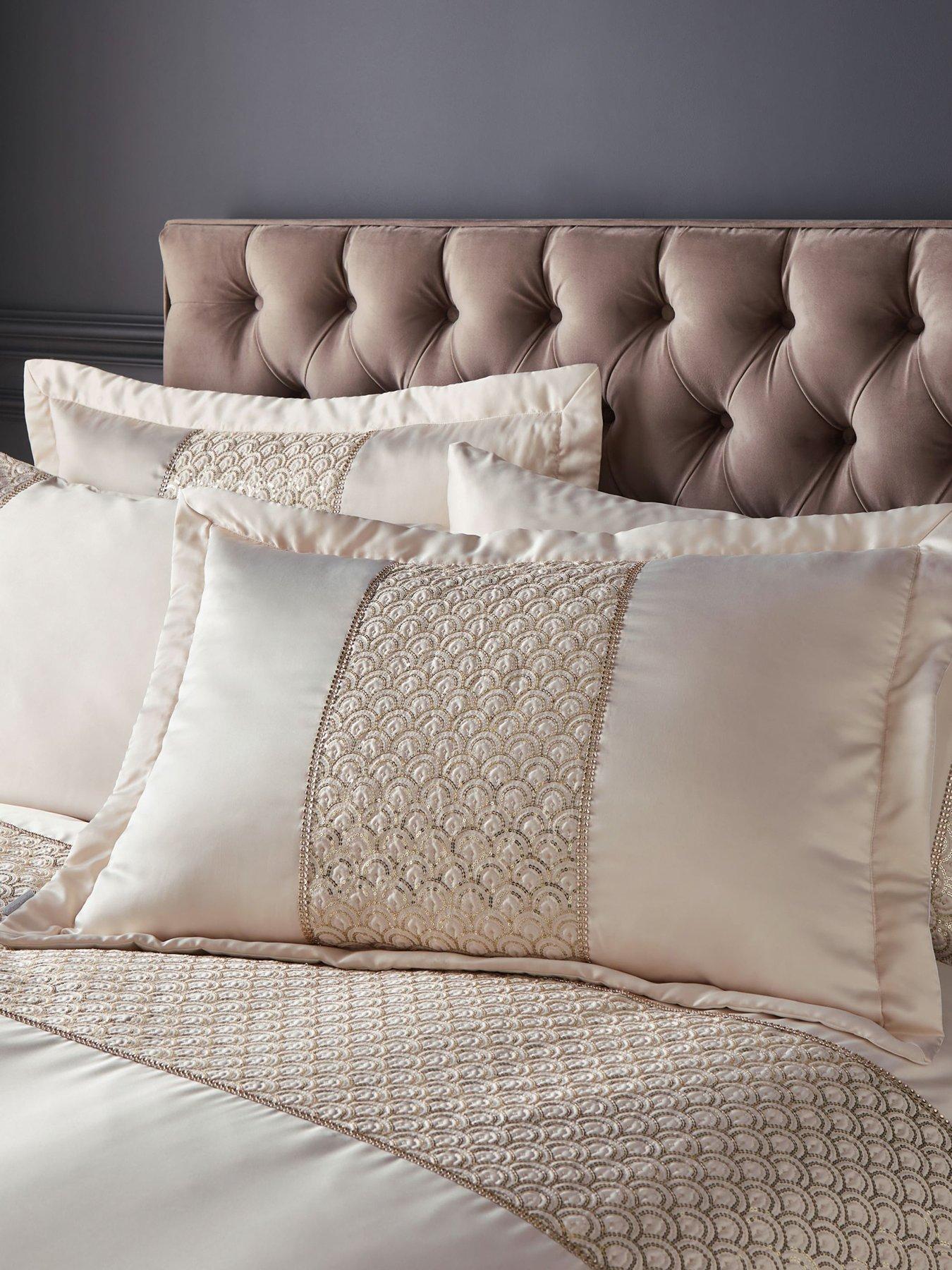 undefined Deco Sequin Quilted Pillowsham Pair in Champagne