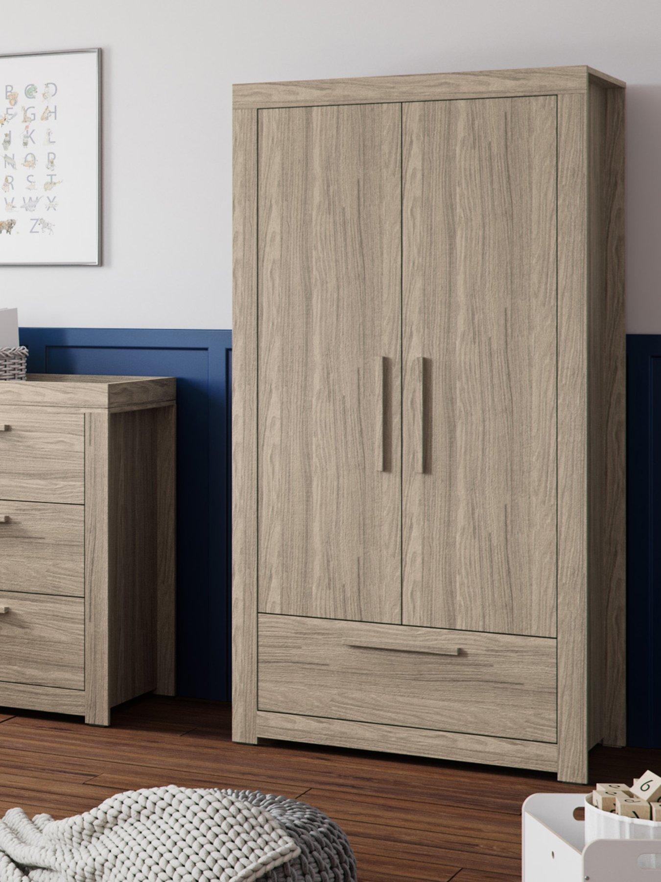 Little Acorns Ellesmere Double Door & 1 Drawer  Wardrobe Grey Ash