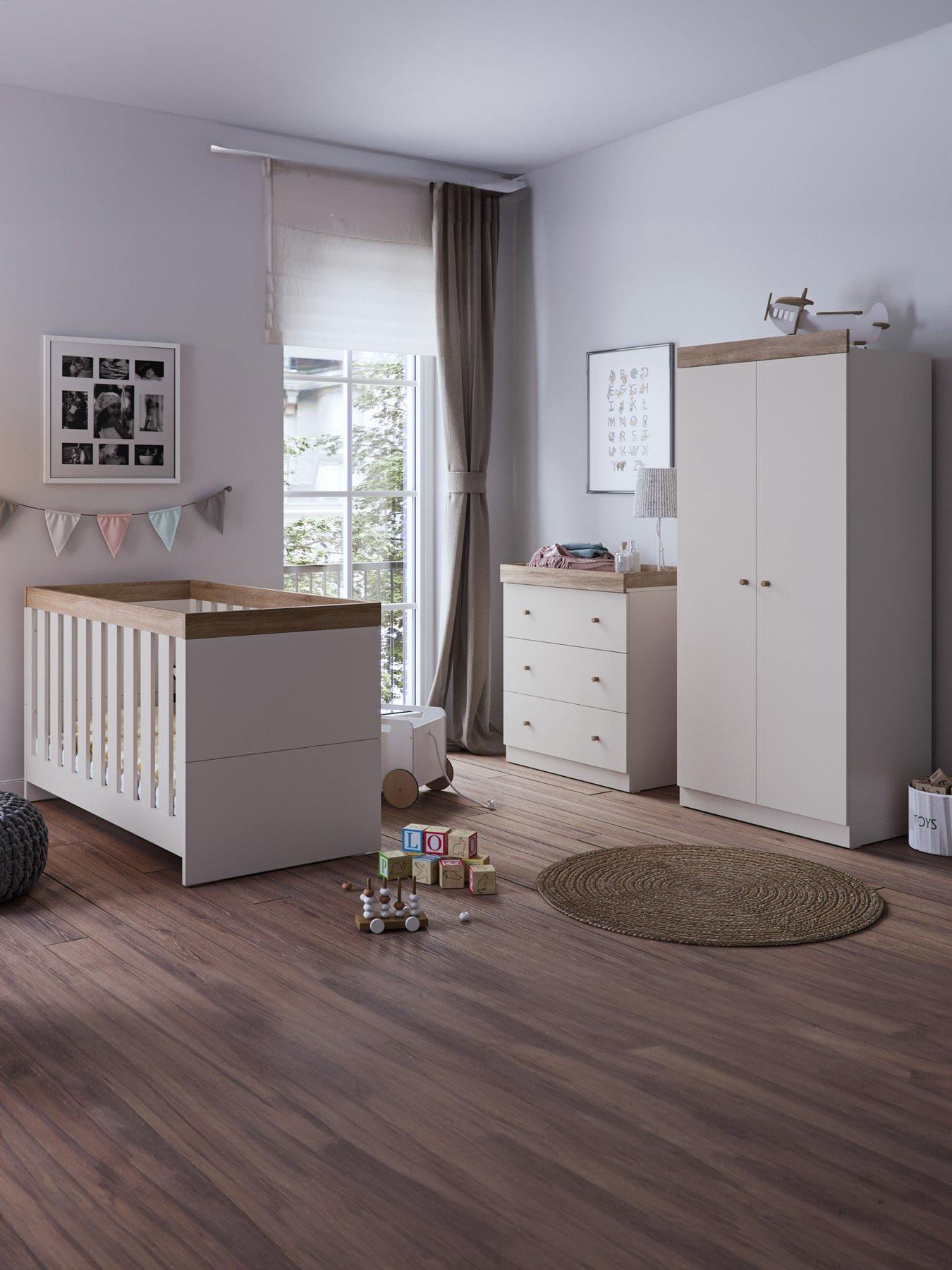 Little Acorns Burlington 3 Piece set - Cot Bed, Dresser, Wardrobe - Cashmere & Truffle Oak