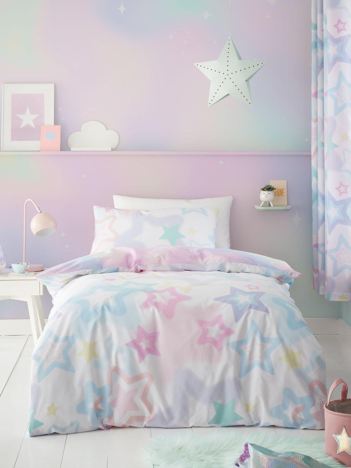  image of catherine-lansfield-ombre-stars-reversible-duvet-cover-set