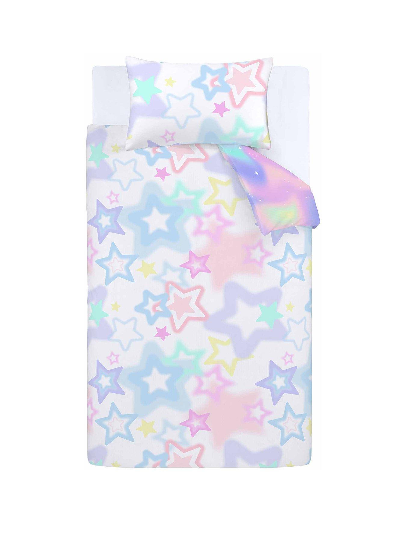  image of catherine-lansfield-ombre-stars-reversible-duvet-cover-set