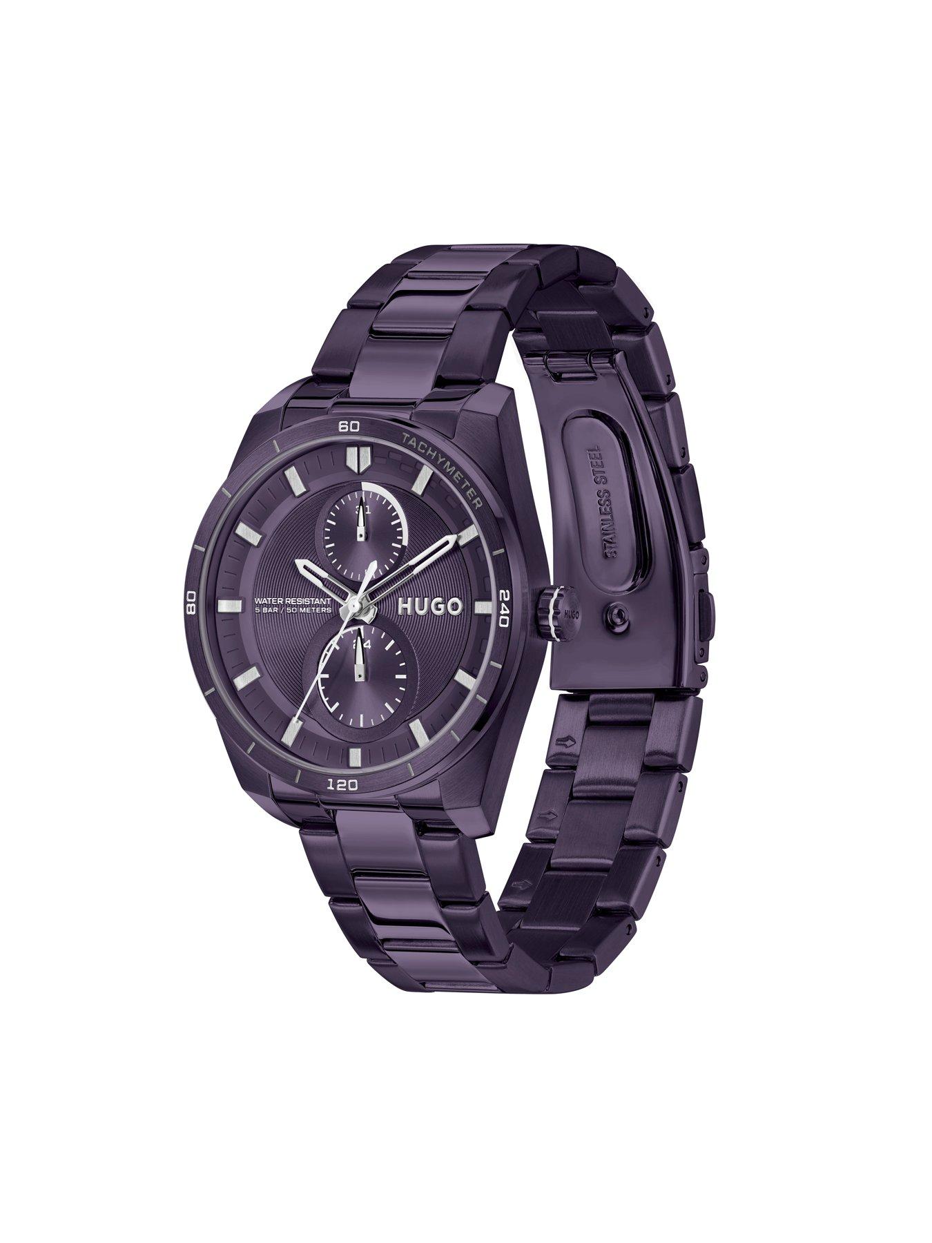  image of hugo-ladies-fast-for-her-purple-ip-multifunction-bracelet-watch