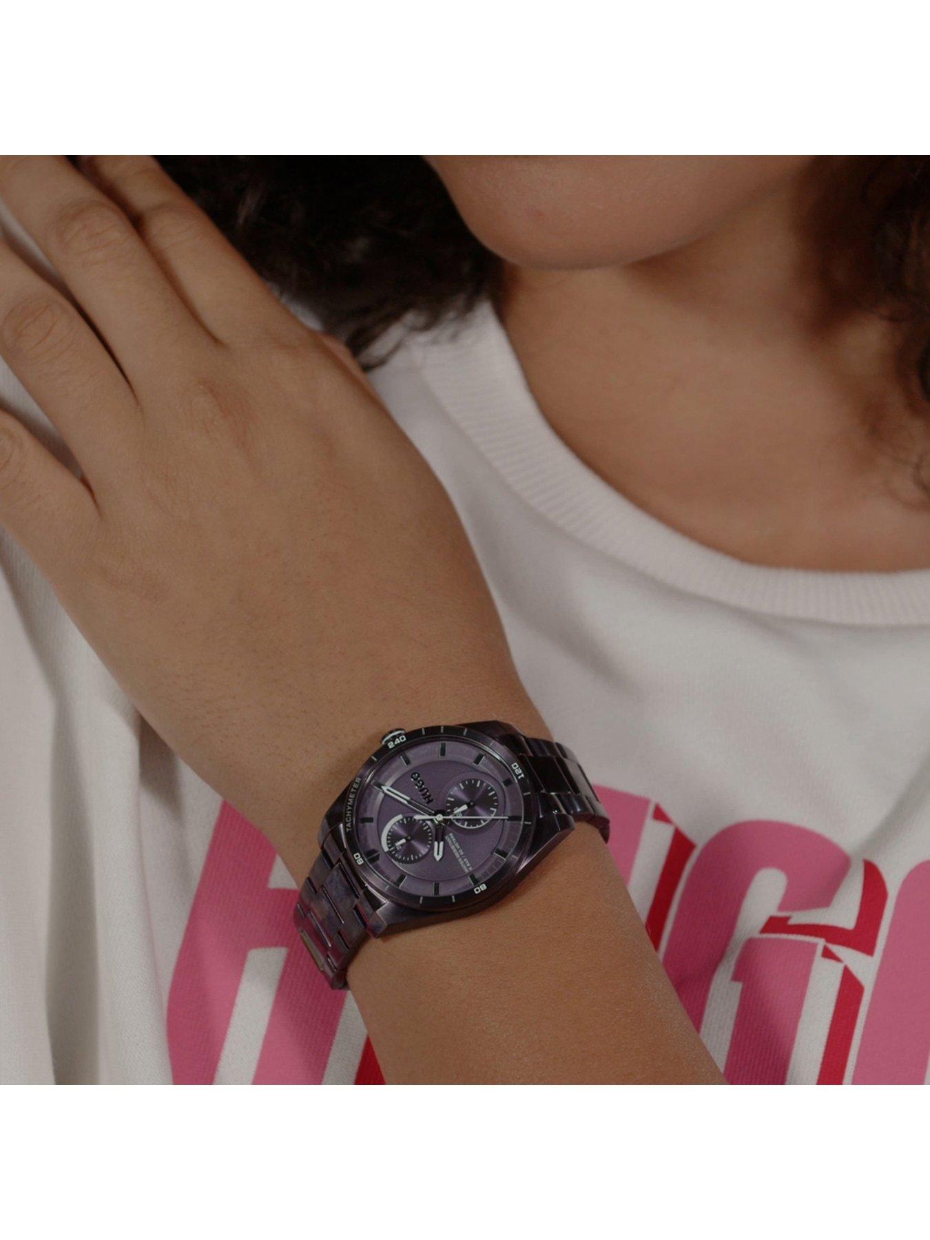  image of hugo-ladies-fast-for-her-purple-ip-multifunction-bracelet-watch