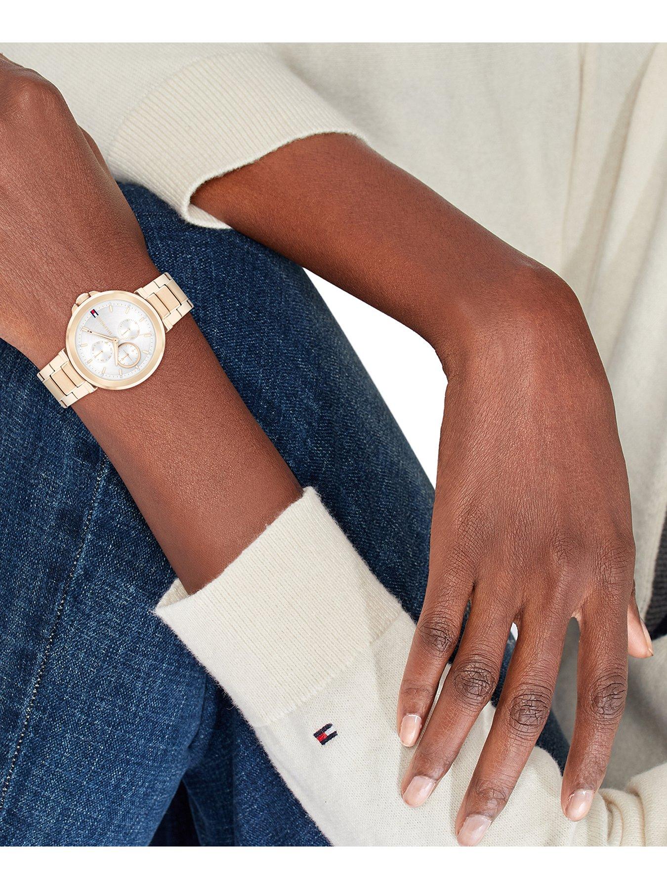  image of tommy-hilfiger-womens-carnation-gold-ip-watch