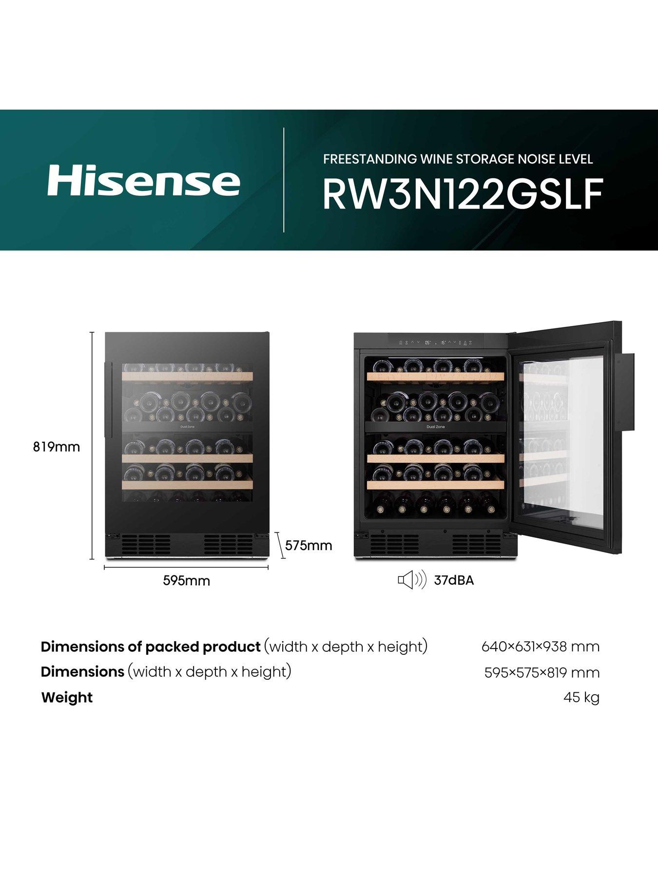  image of hisense-rw3n122gslf-integrated-46-bottlenbspwine-cooler-dual-zone-black-glass