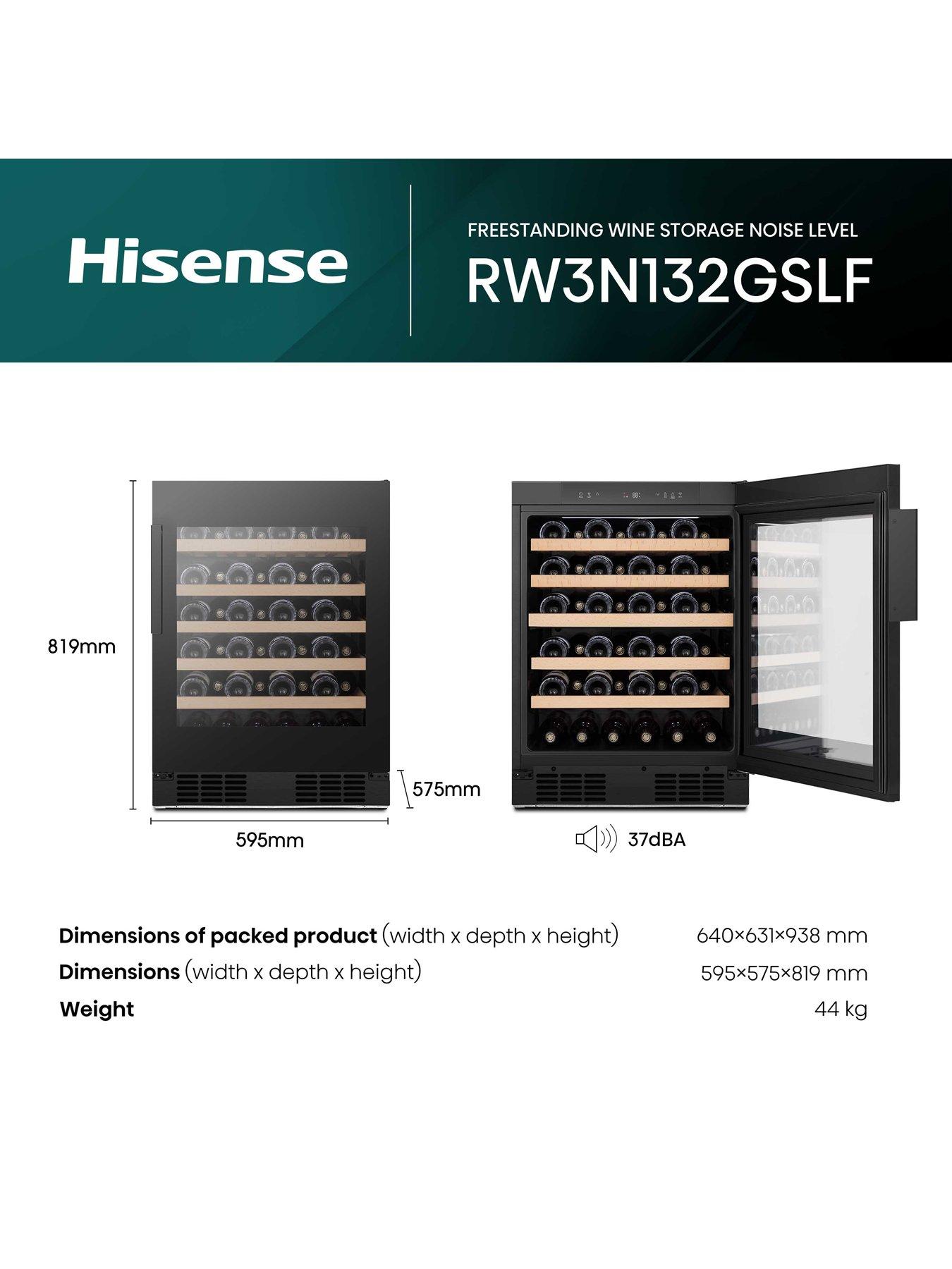  image of hisense-rw3n132gslf-integrated-wine-cooler-single-zone-black-glass