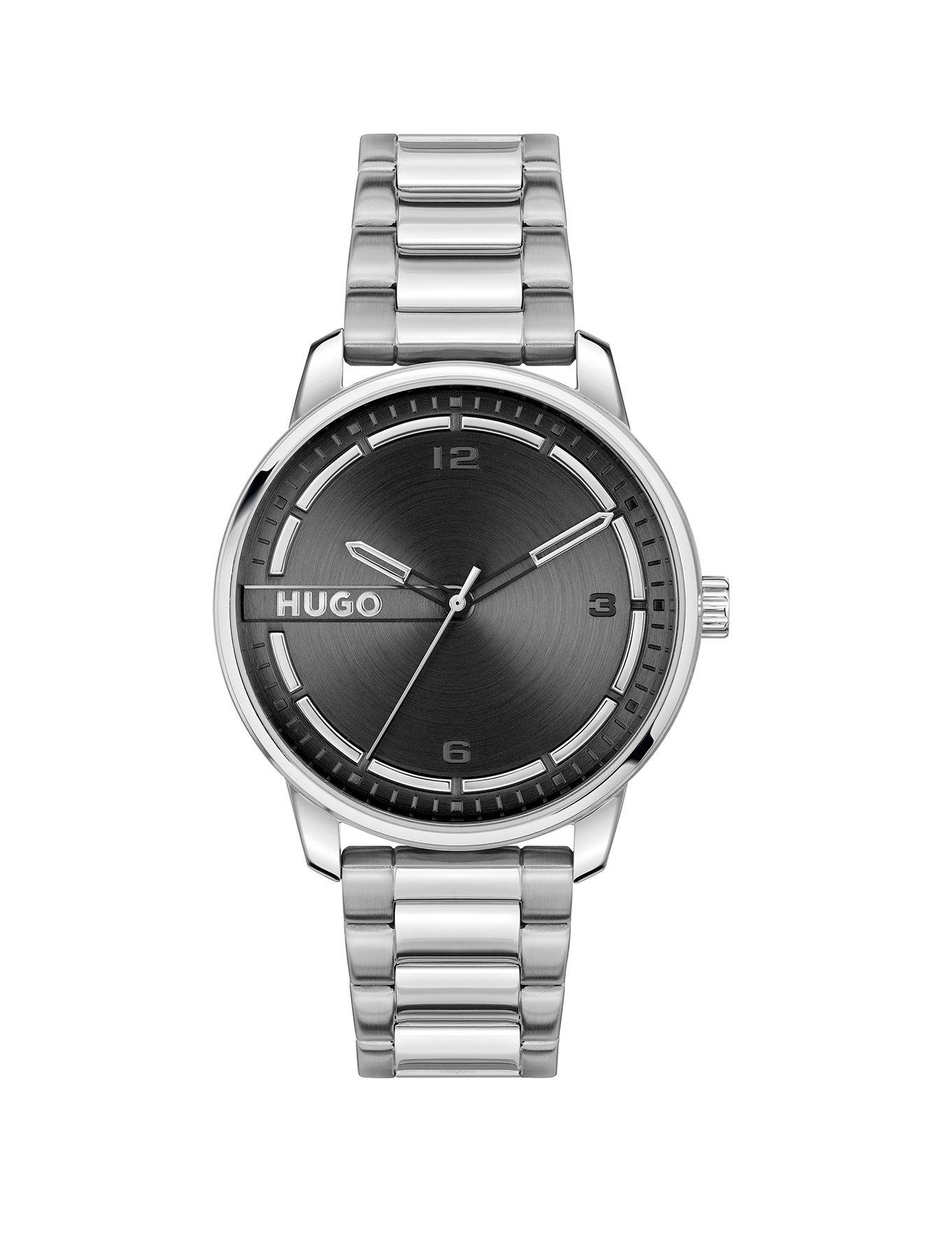  image of hugo-gents-stamp-stainless-steel-bracelet-watch