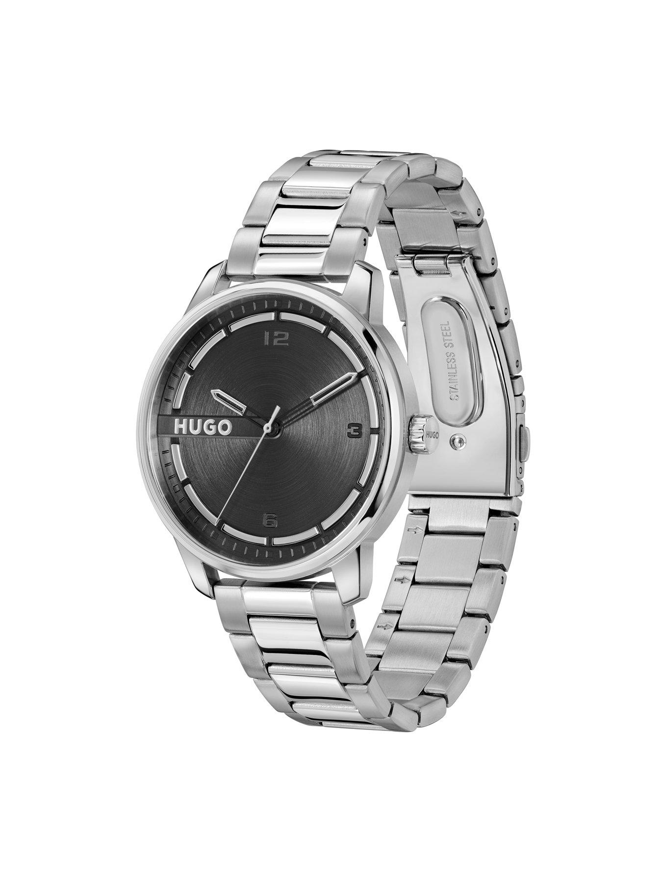  image of hugo-gents-stamp-stainless-steel-bracelet-watch