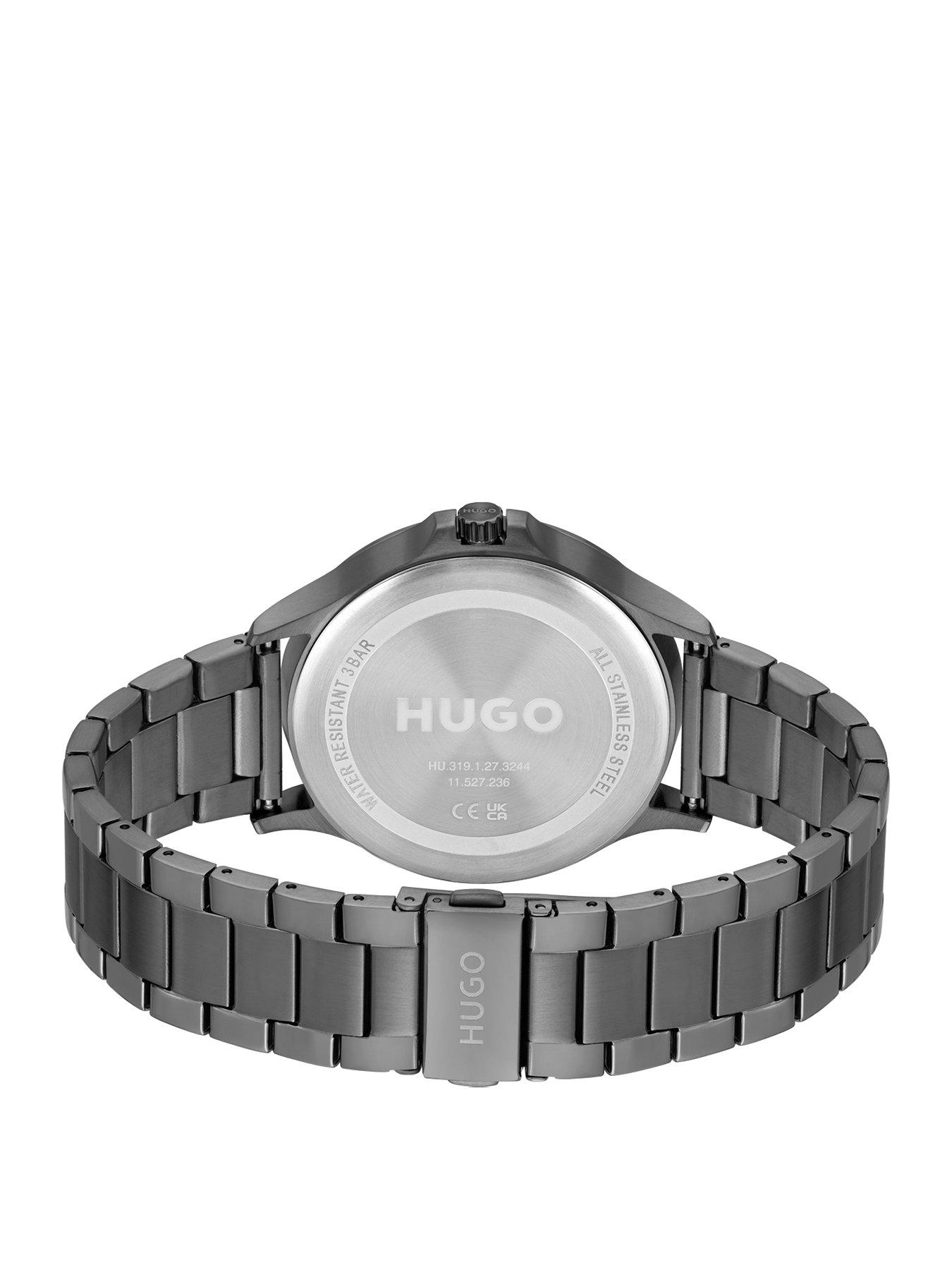  image of hugo-gents-leap-grey-ip-bracelet-watch