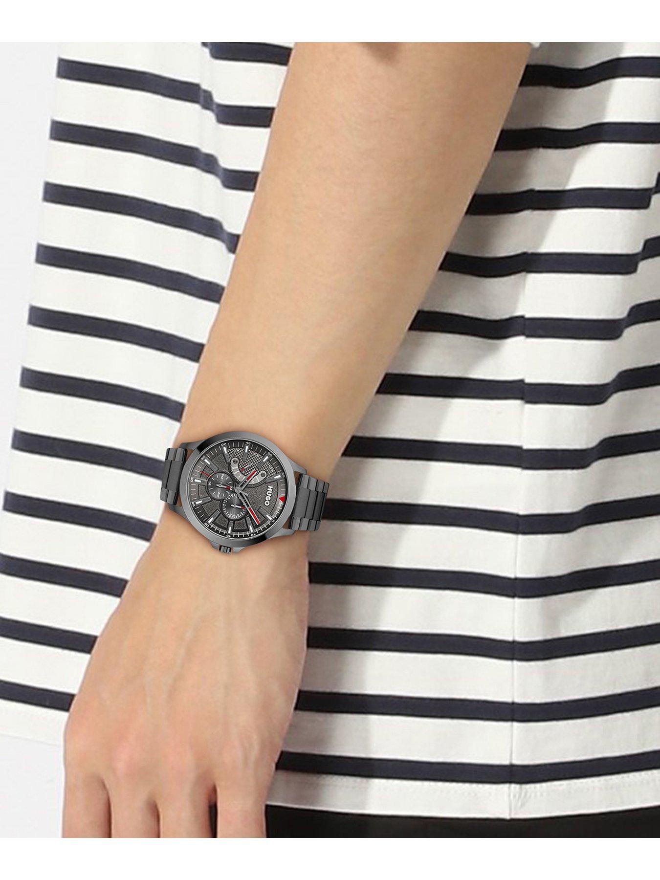  image of hugo-gents-leap-grey-ip-bracelet-watch