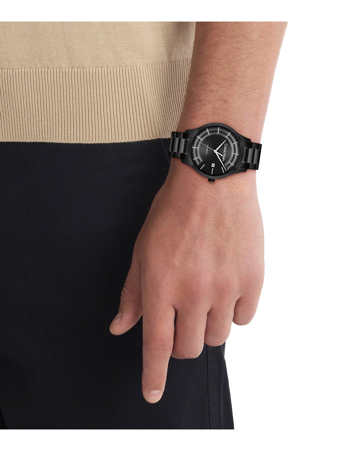  image of calvin-klein-mens-calvin-klein-black-ip-automatic-watch