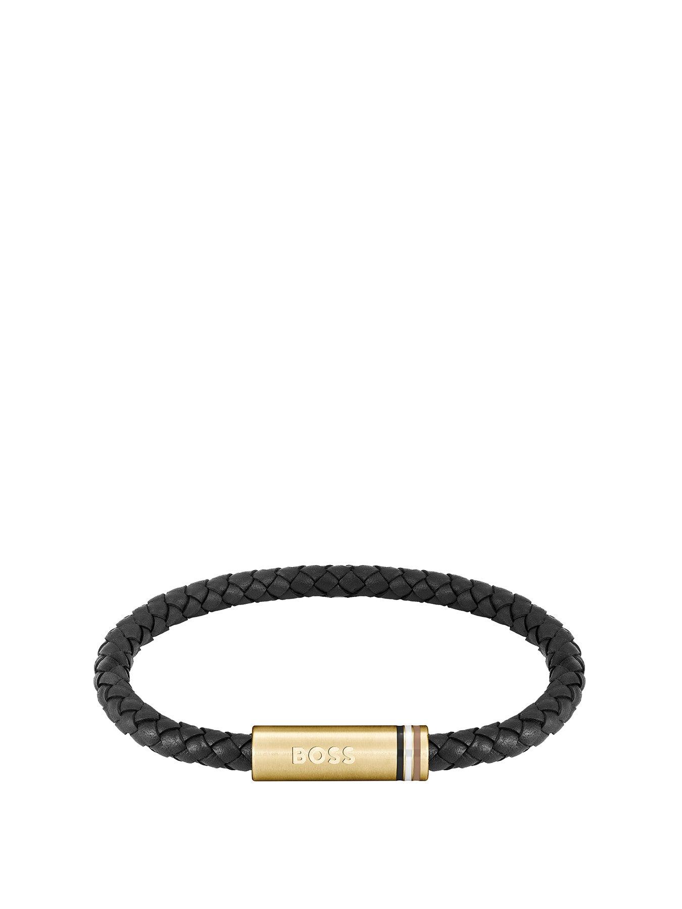 undefined Gents Ares Single Braided Black Leather Bracelet
