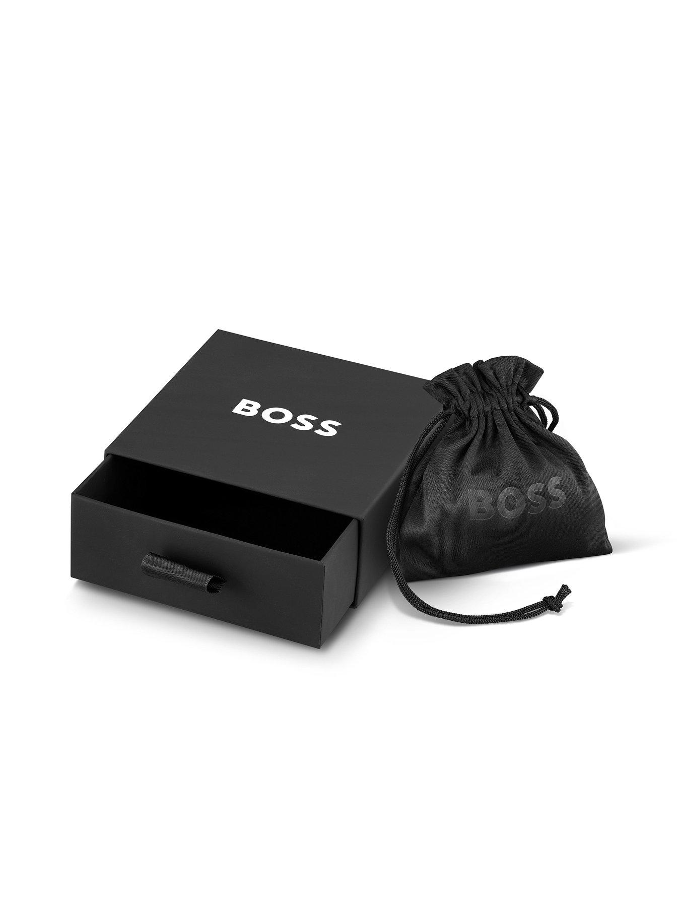 Image 3 of 5 of BOSS Gents Ares Single Braided Black Leather Bracelet