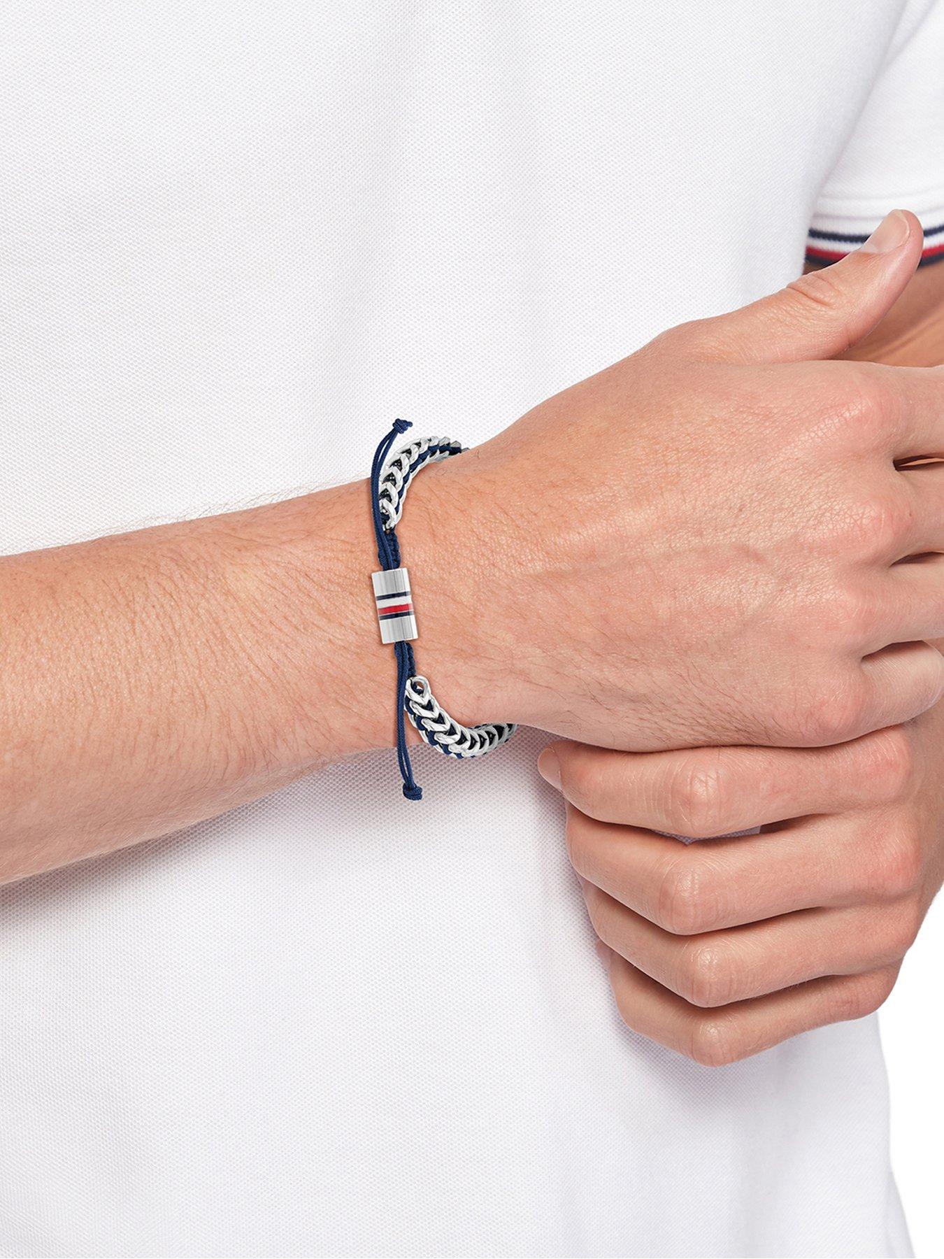 Image 2 of 4 of Tommy Hilfiger mens stainless steel and navy nylon bracelet