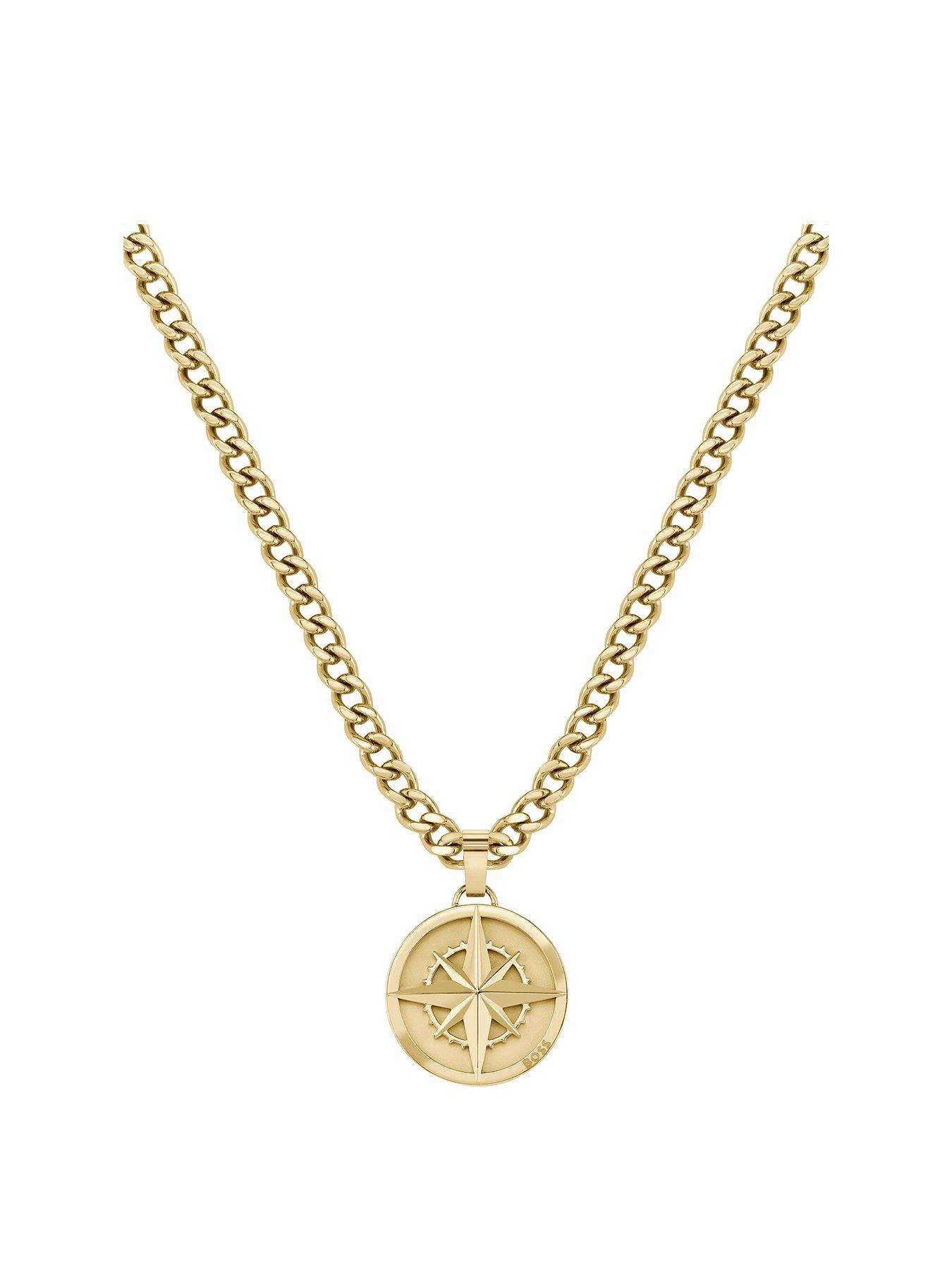 undefined Gents North Yellow Gold IP Compass necklace