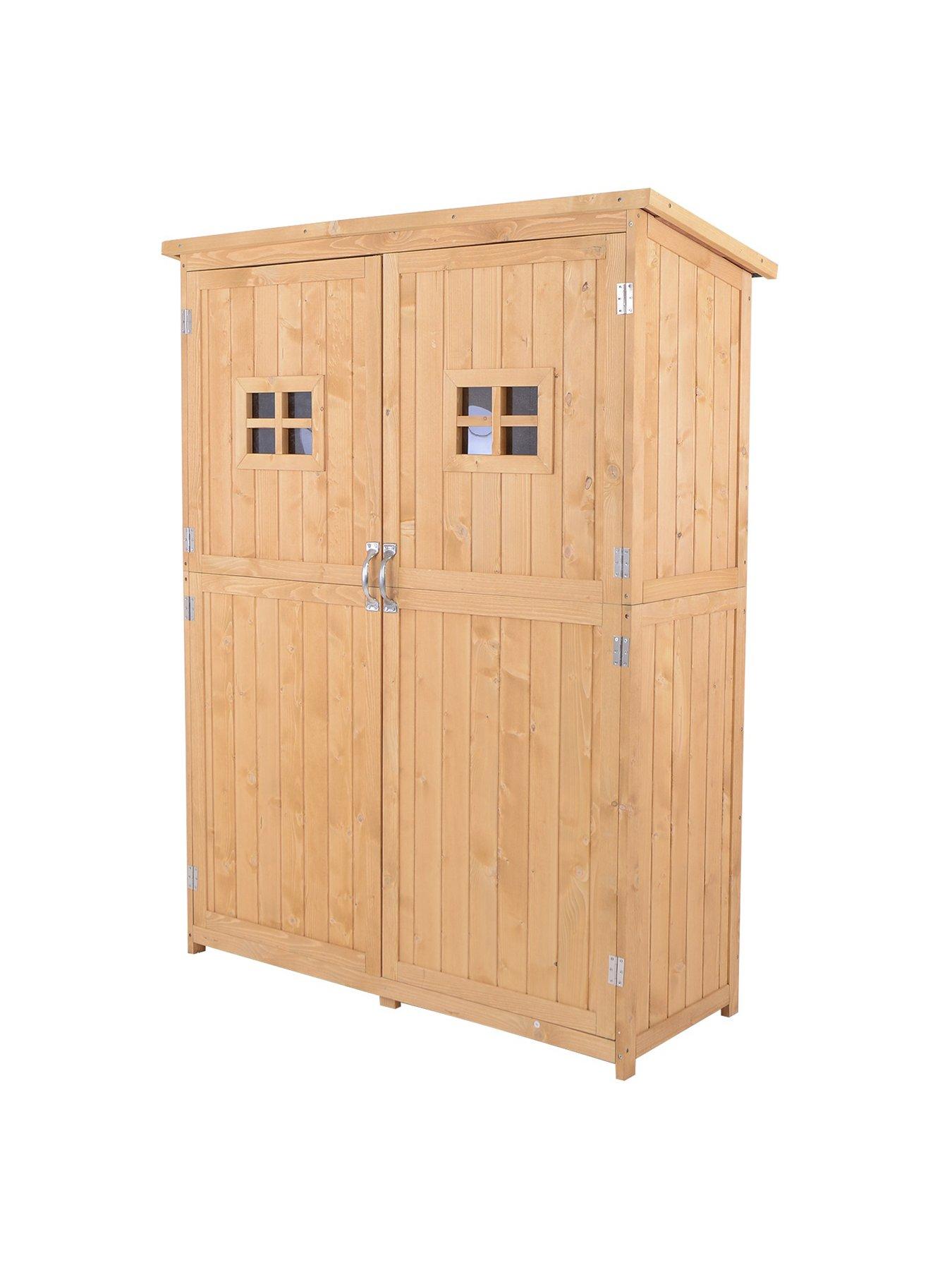  image of outsunny-wooden-garden-shed-with-windows-double-door-275l-x-50w-x-164h-cm