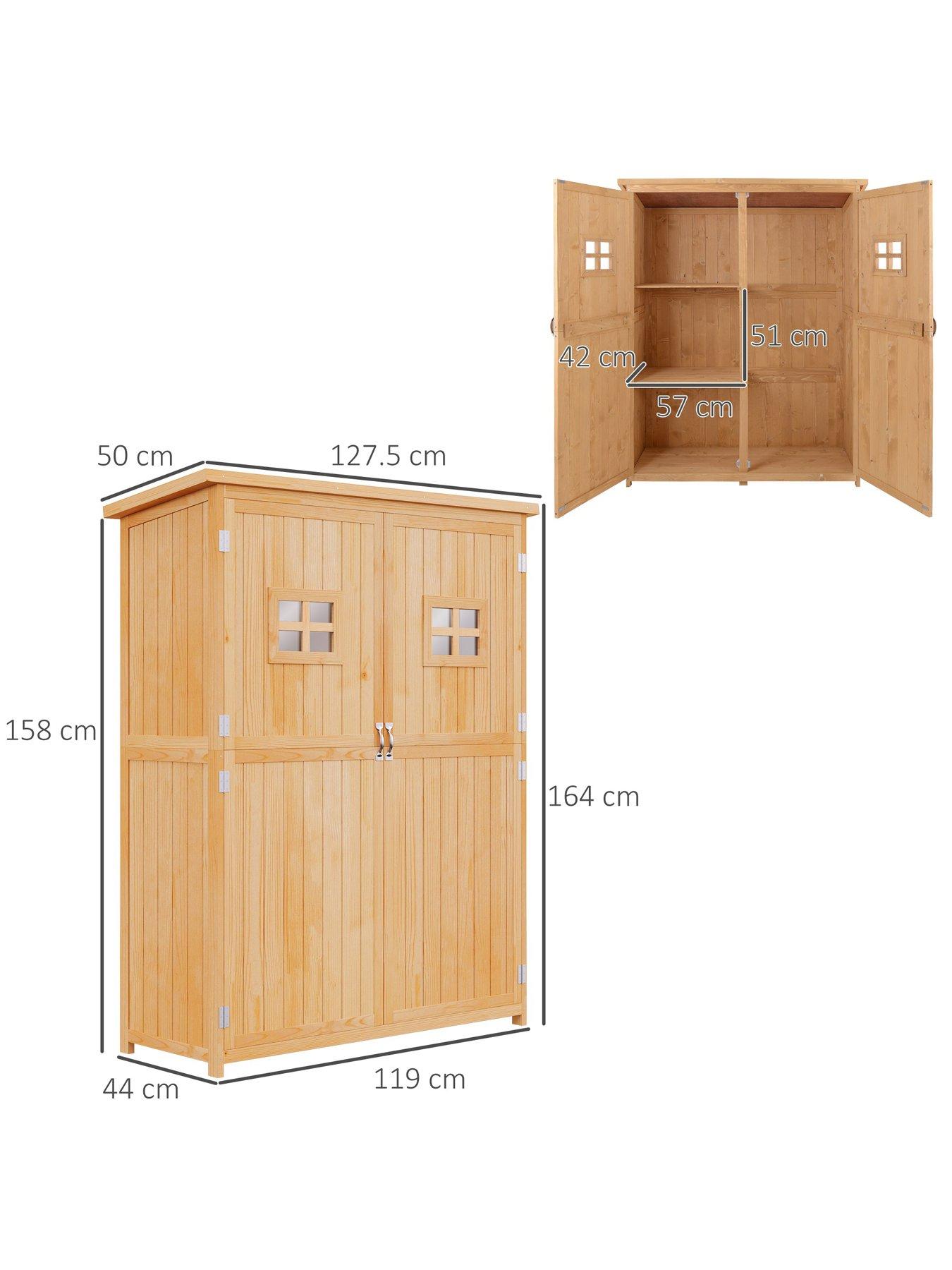  image of outsunny-wooden-garden-shed-with-windows-double-door-275l-x-50w-x-164h-cm