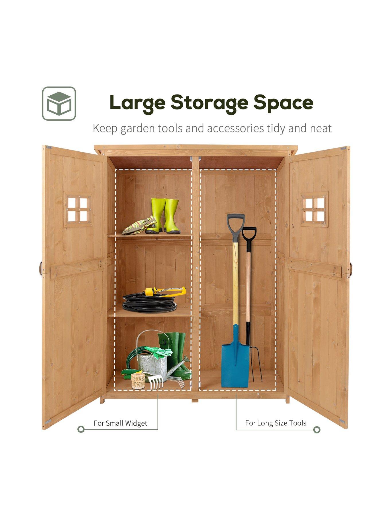Image 4 of 7 of OutSunny Wooden Garden Shed with Windows, Double Door 27.5L x 50W x 164H cm