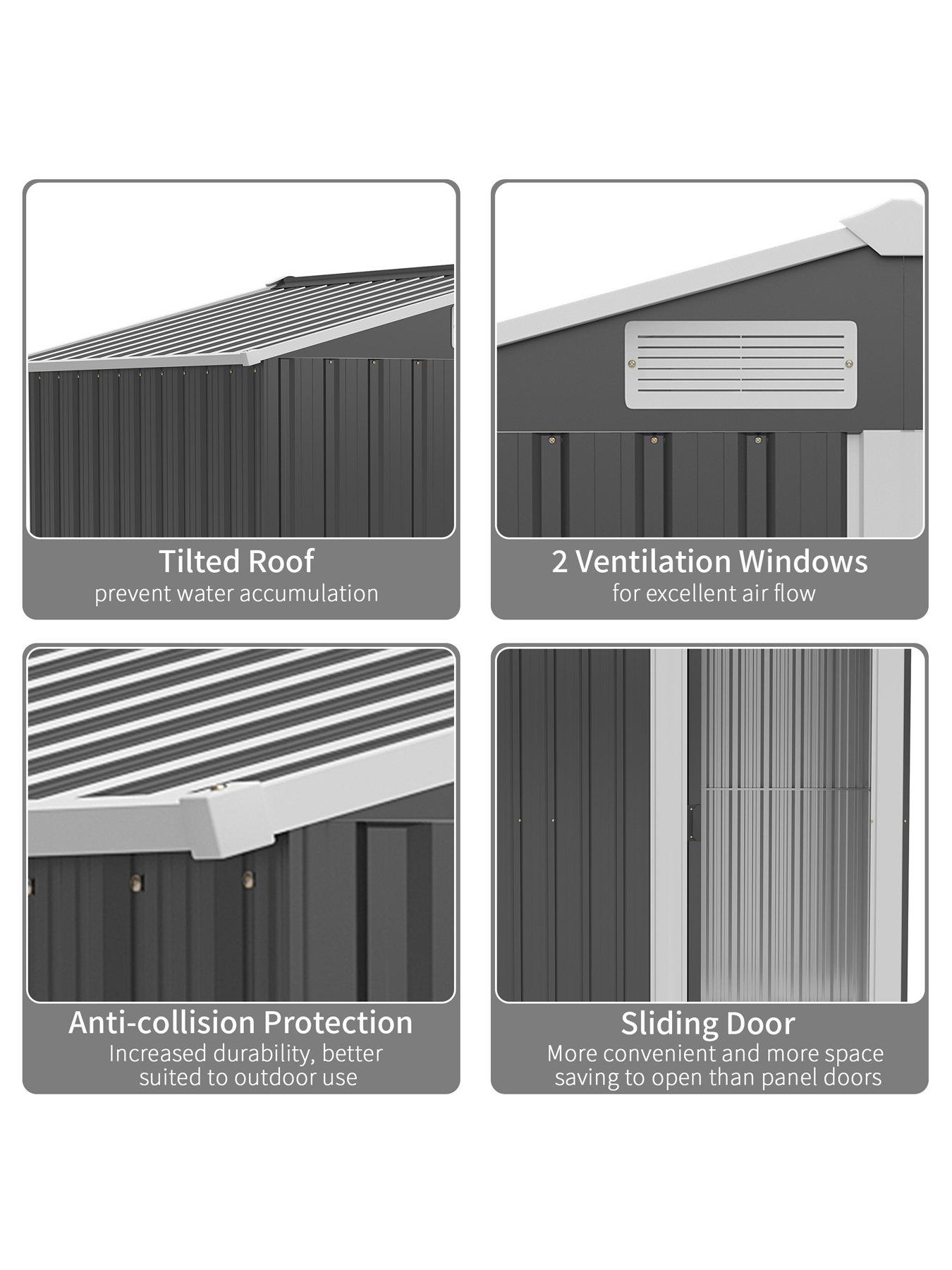  image of outsunny-outdoor-storage-shed-with-sliding-door-152-x-132-x-188cm