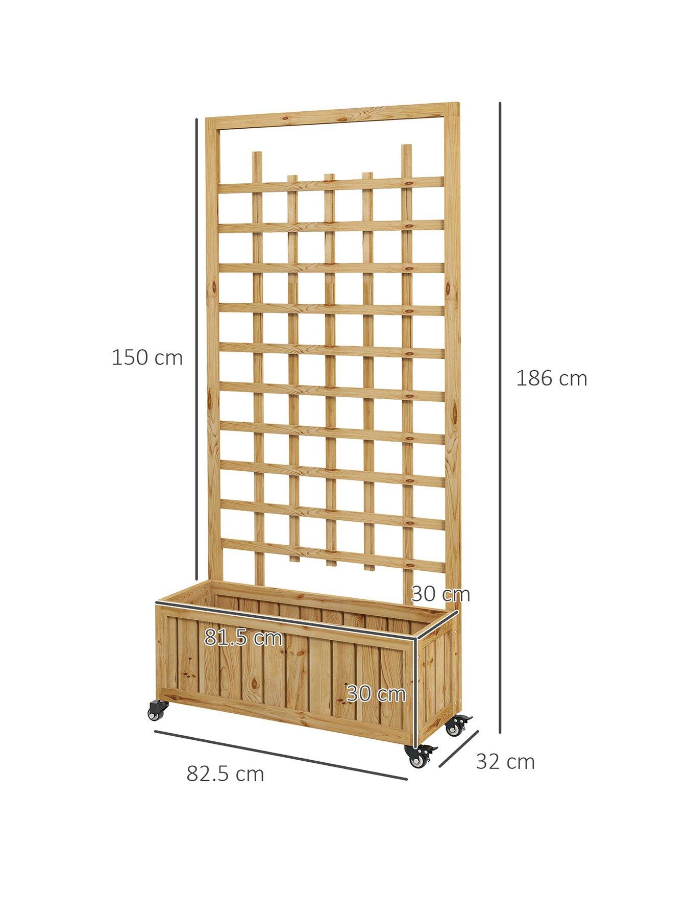 Image 3 of 7 of OutSunny Wooden Trellis Planter, Raised Garden Bed with Wheels