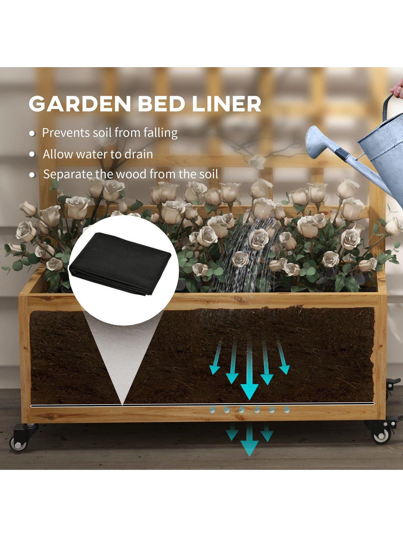 Image 4 of 7 of OutSunny Wooden Trellis Planter, Raised Garden Bed with Wheels