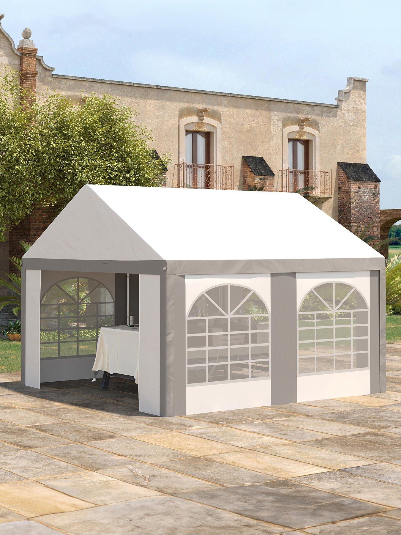 OutSunny 4 x 4m Party Tent, with Sides, Four Windows and Double Doors