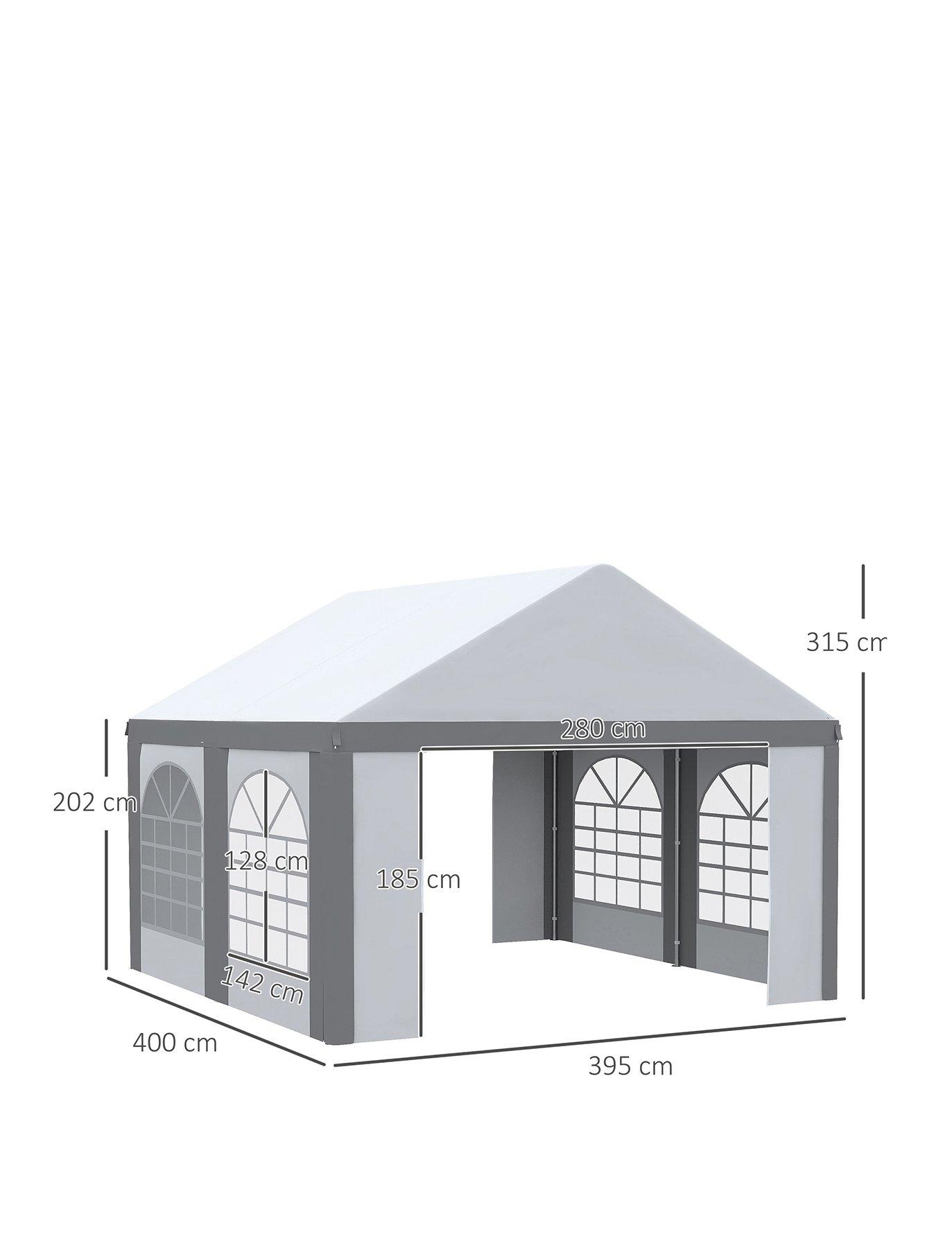 image of outsunny-4-x-4m-party-tent-with-sides-four-windows-and-double-doors