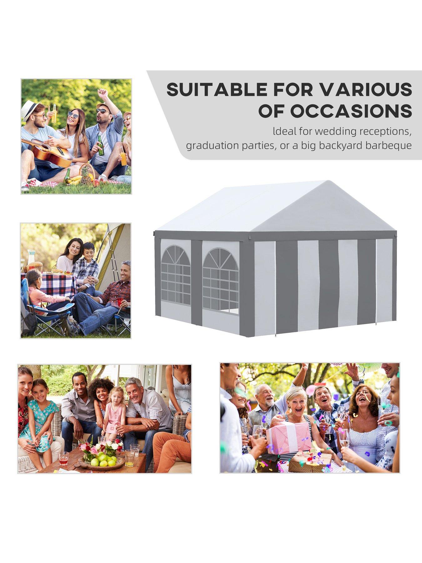  image of outsunny-4-x-4m-party-tent-with-sides-four-windows-and-double-doors