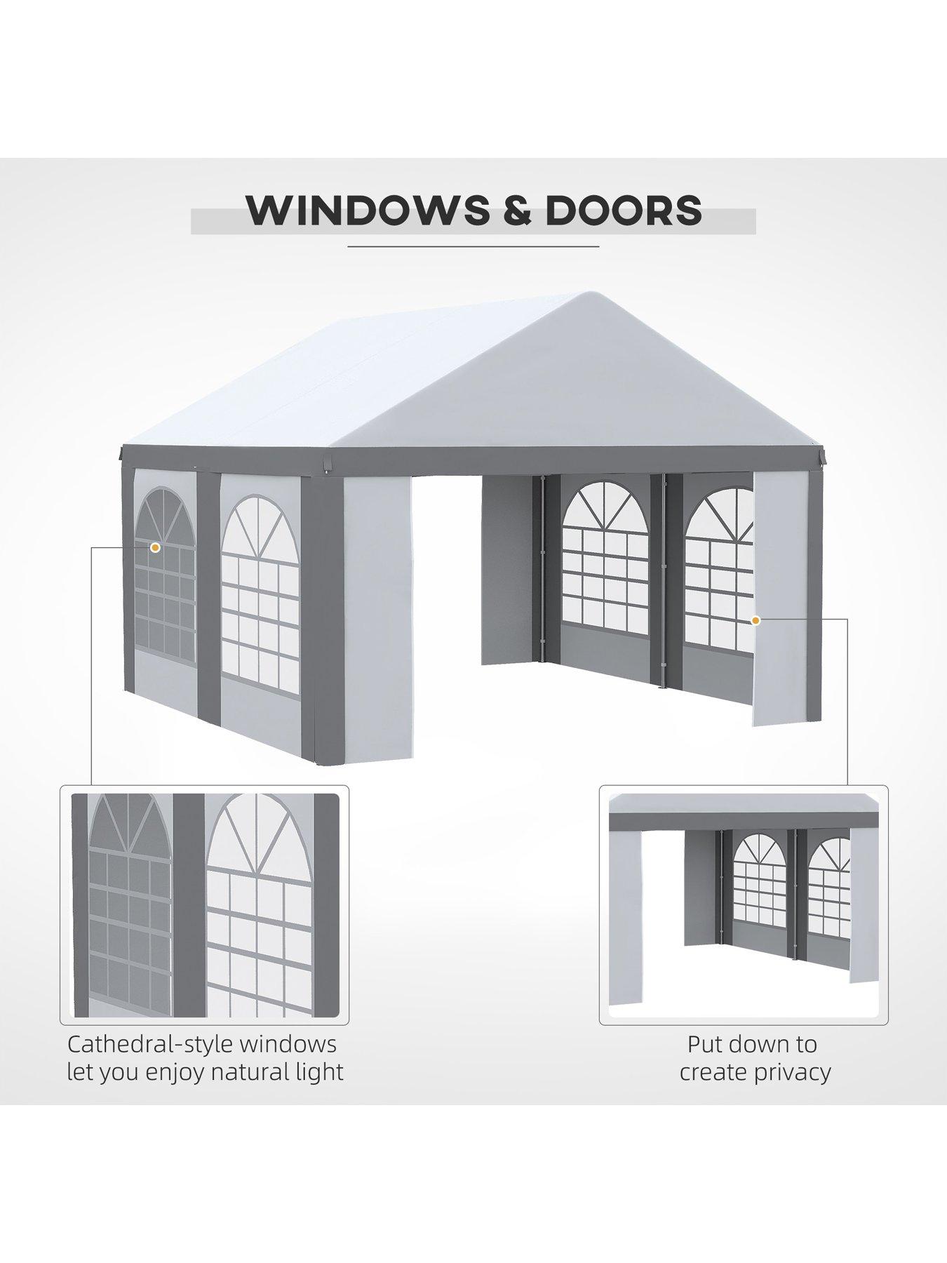  image of outsunny-4-x-4m-party-tent-with-sides-four-windows-and-double-doors