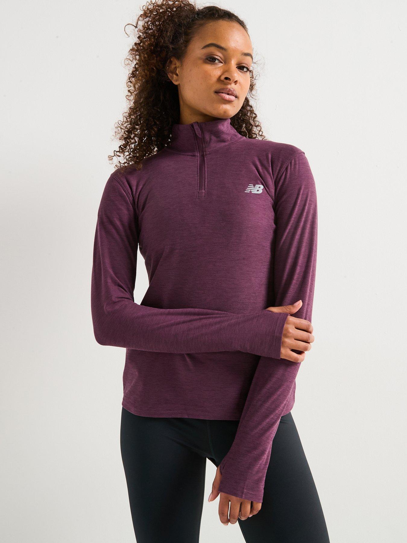 undefined Womens Running Sport Essentials Space Dye Quarter Zip - Purple