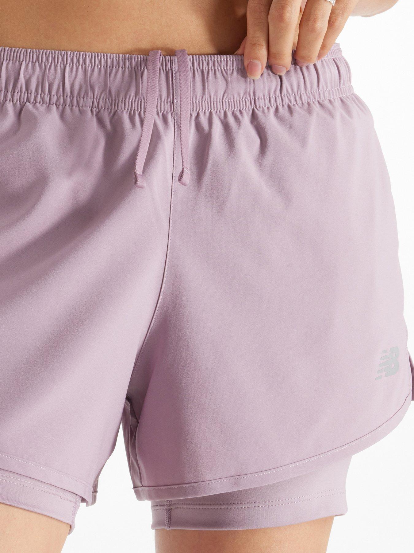 Image 5 of 6 of New Balance Womens Running Sport Essentials 2-in-1 3in Shorts - Purple