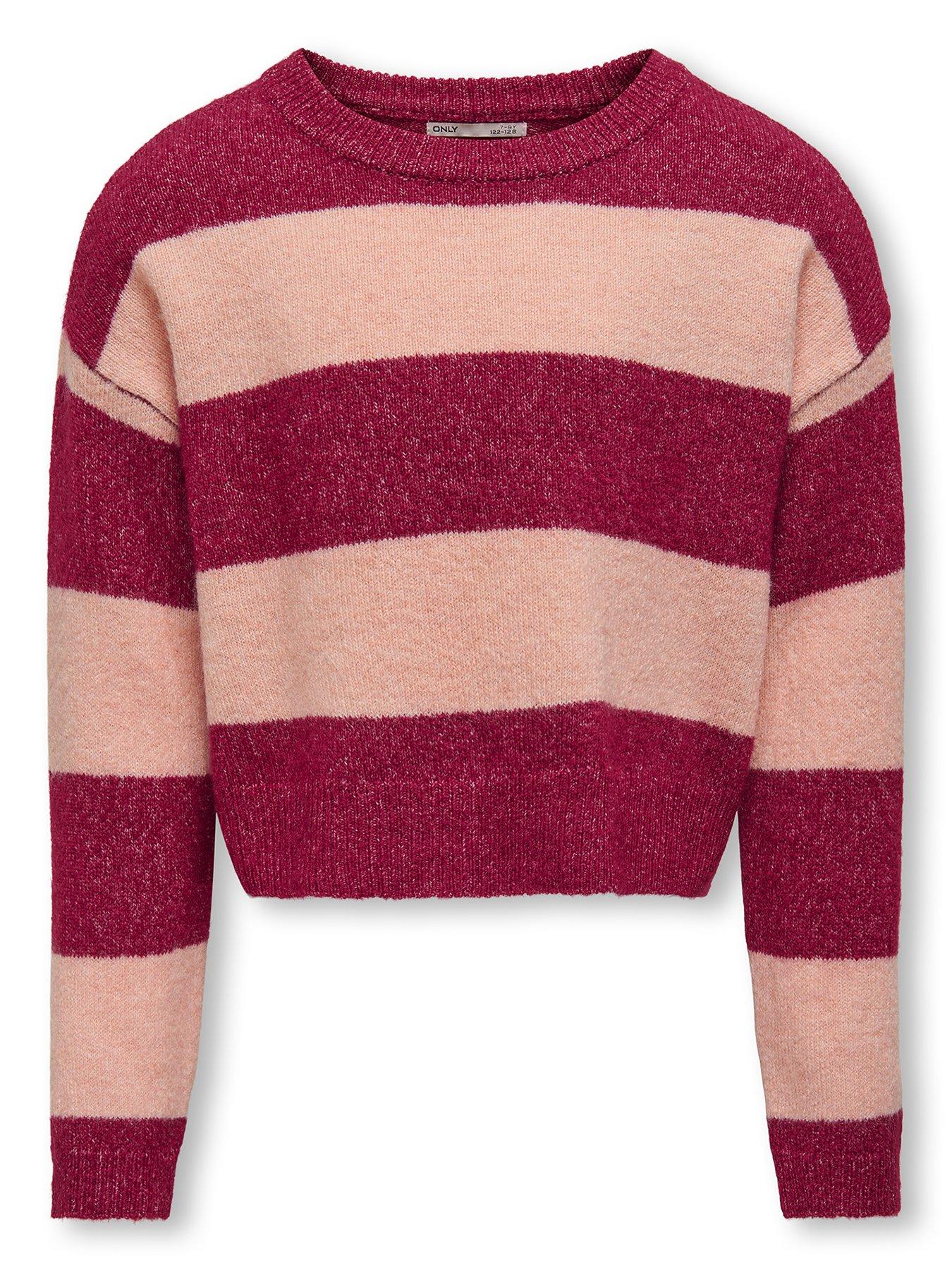 Image 1 of 2 of Only Kids Girls Stripe Knitted Jumper - Granita - Red