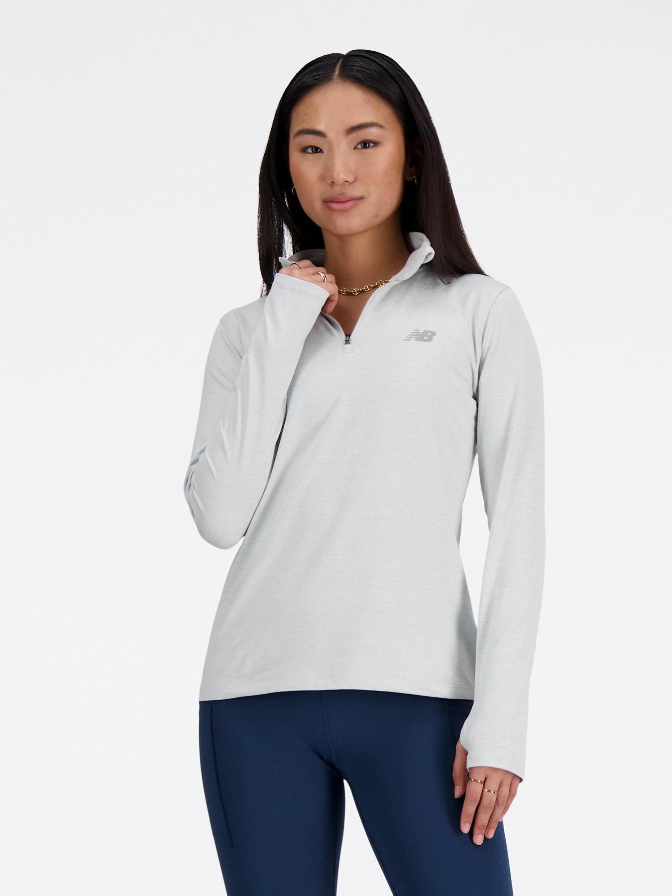 undefined Womens Running Sport Essentials Space Dye Quarter Zip - Grey