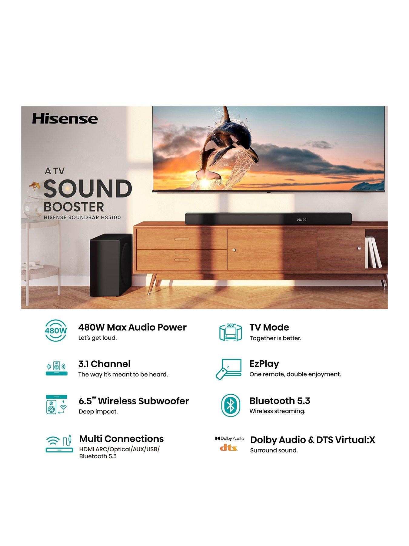 image of hisense-hs3100-480w-31ch-bluetooth-soundbar-with-dts-virtual-x-amp-dolby-digital