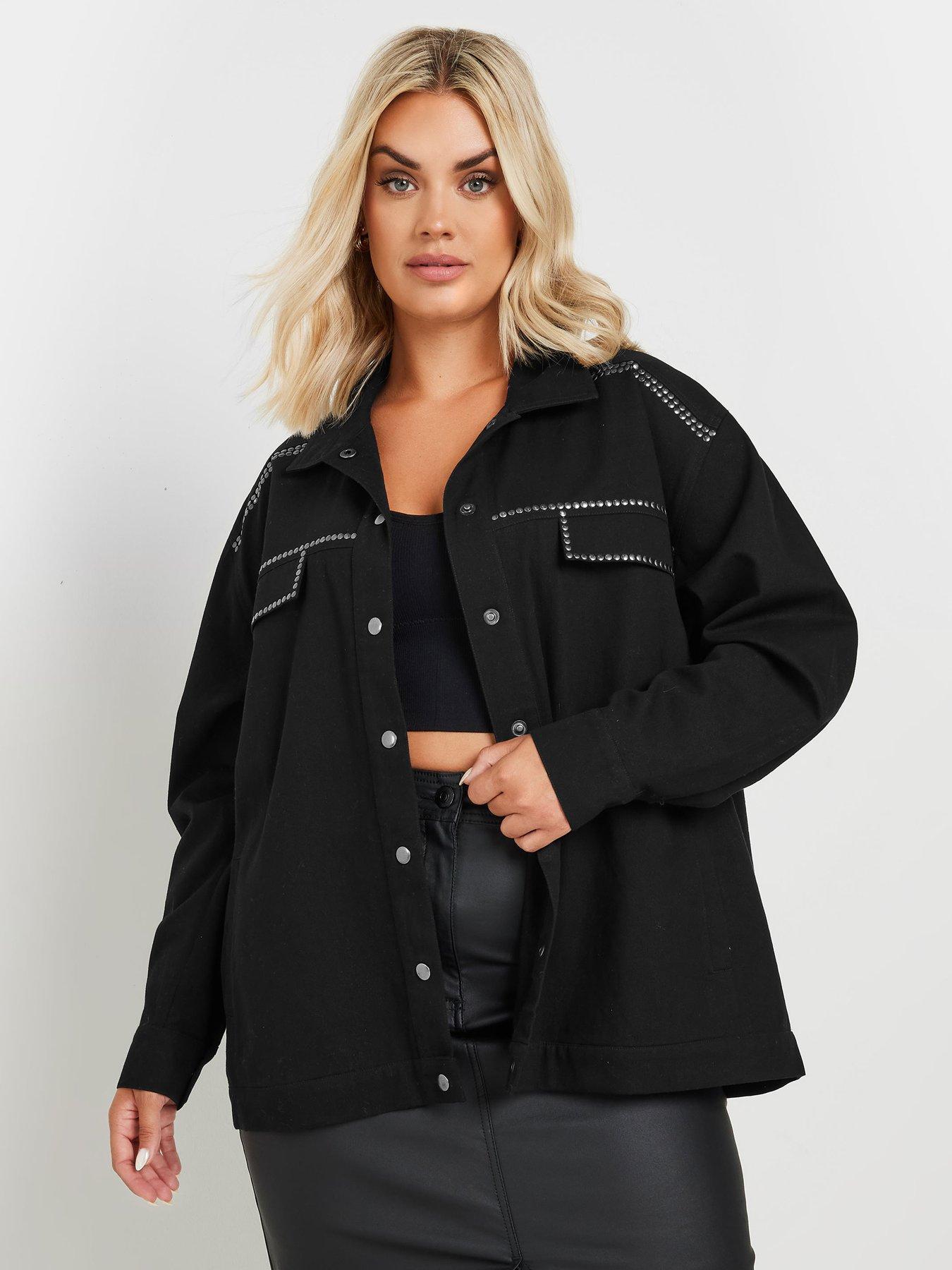 undefined Curve Studded Overshirt - Black