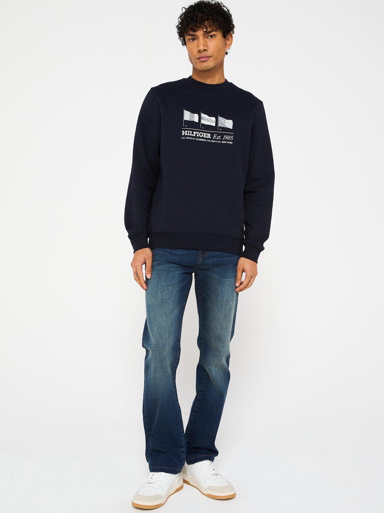  image of tommy-hilfiger-regular-fit-flags-crew-neck-sweatshirt-navy