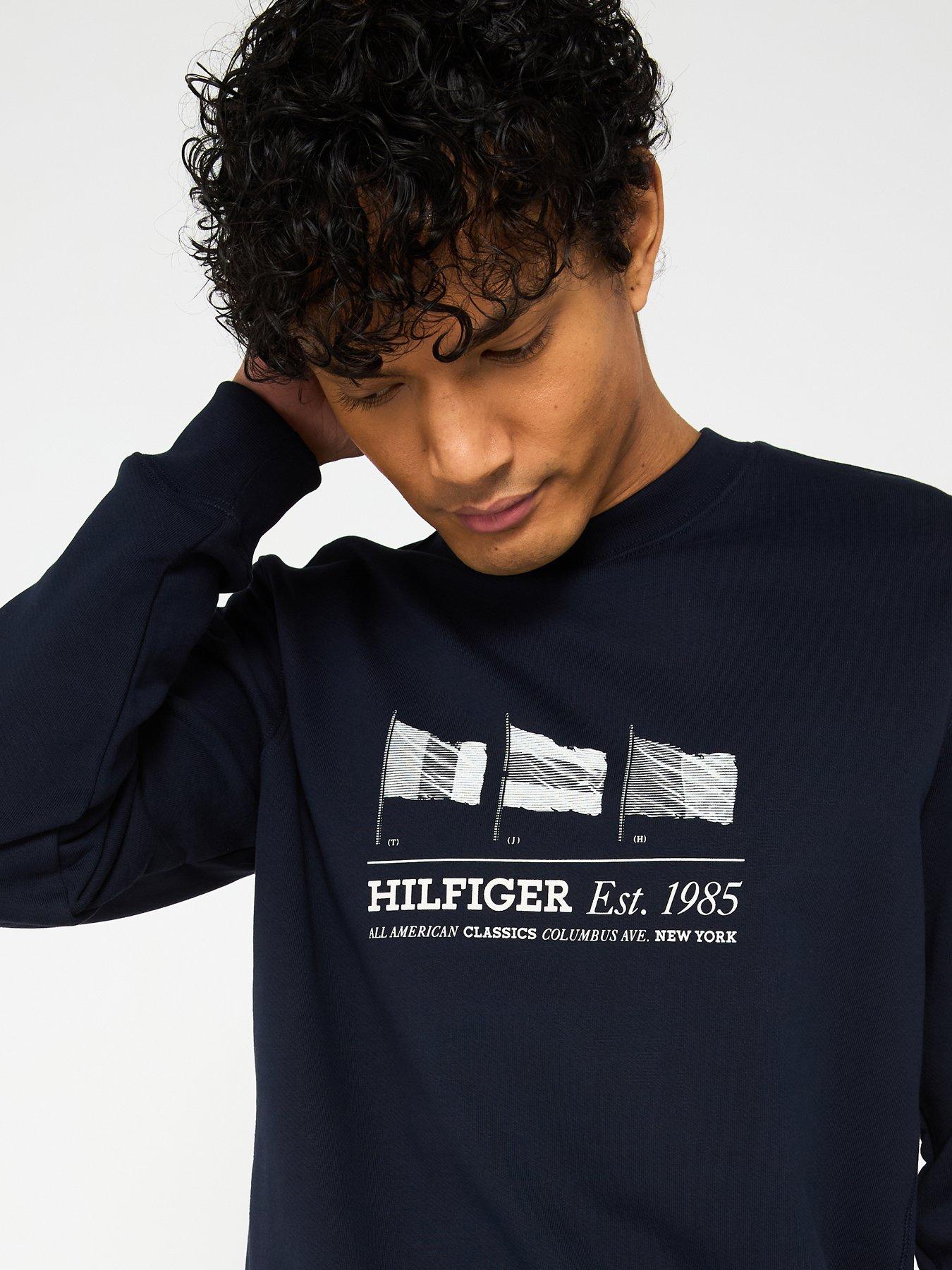  image of tommy-hilfiger-regular-fit-flags-crew-neck-sweatshirt-navy