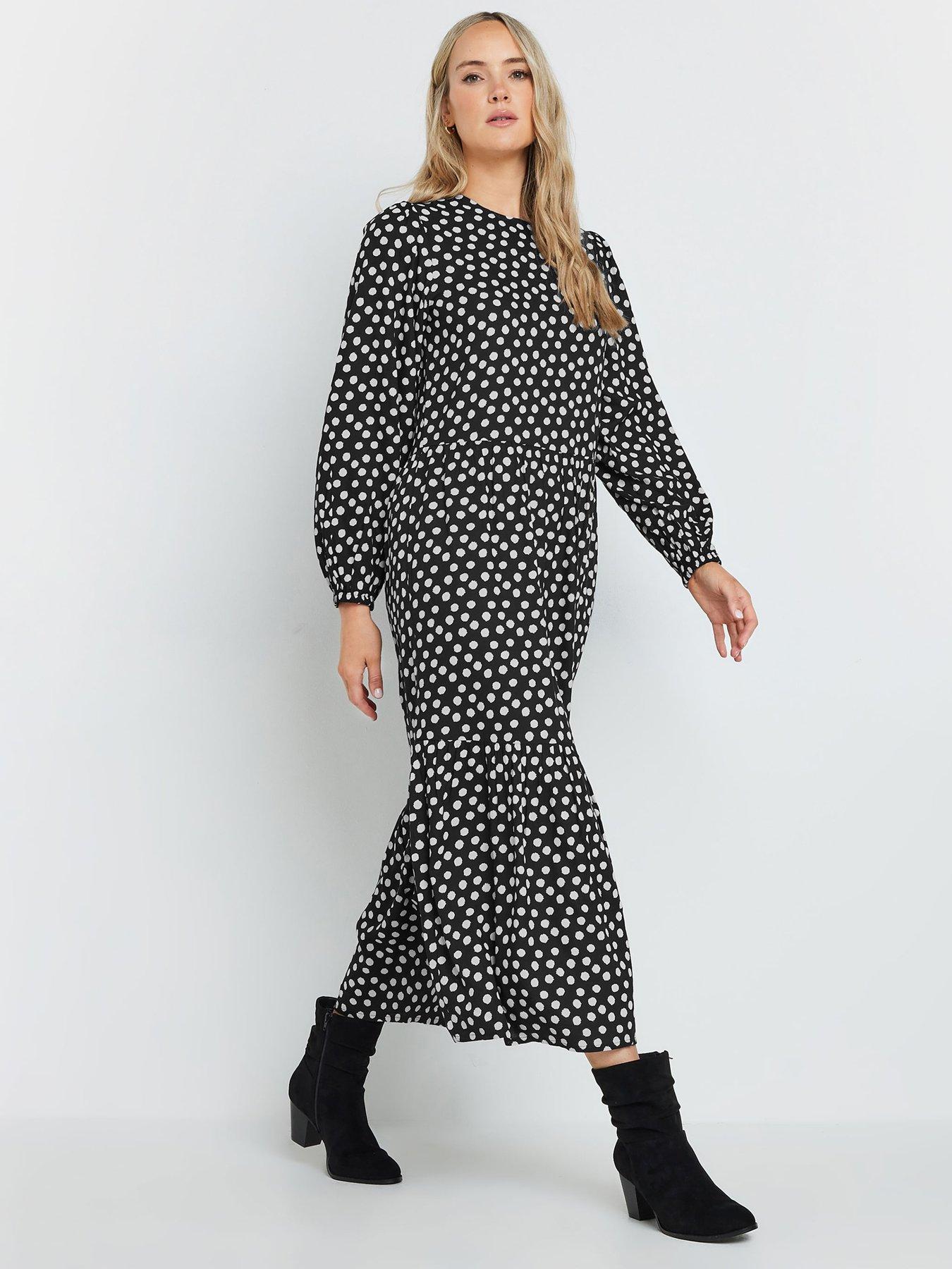  image of long-tall-sally-spot-smock-dress-black