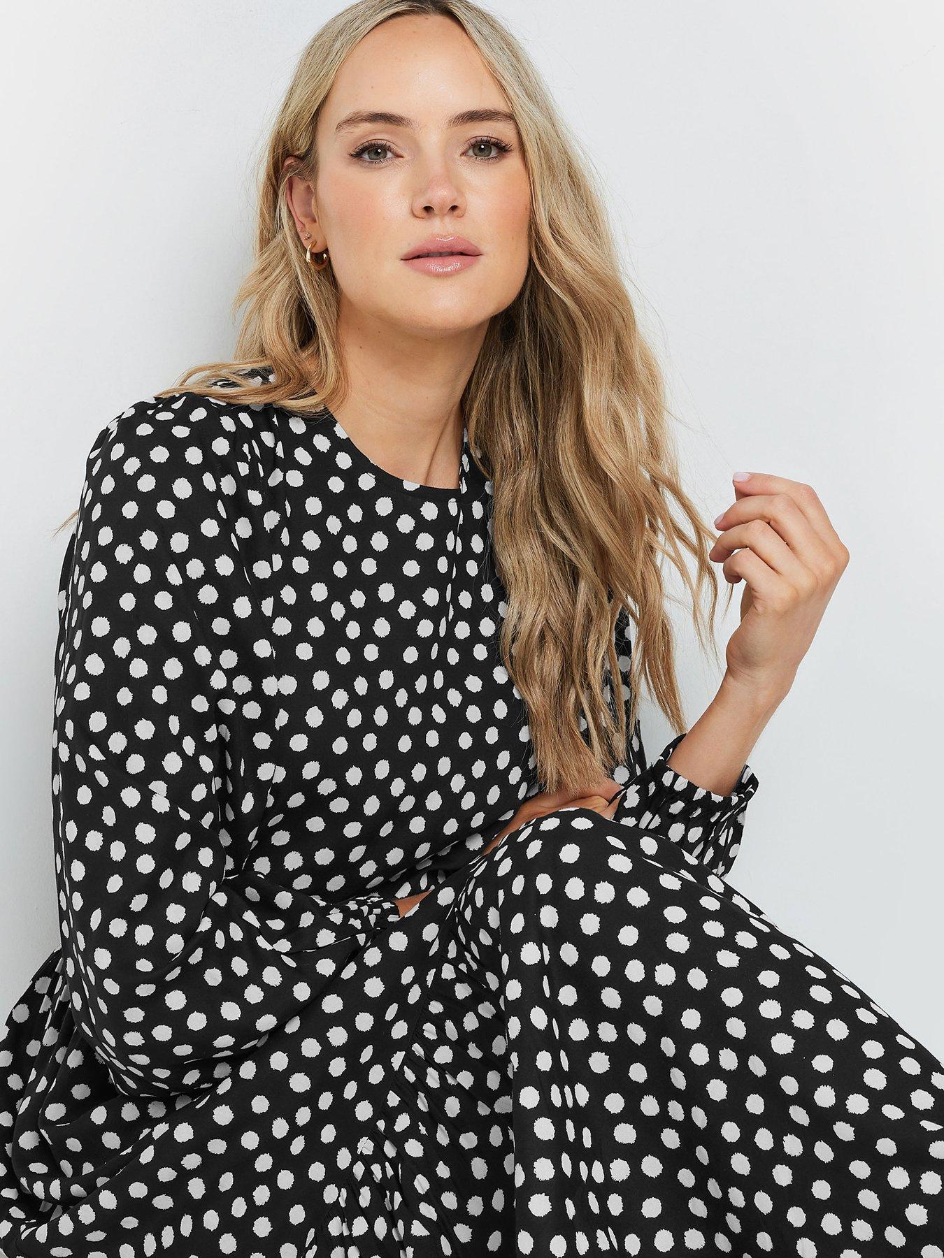  image of long-tall-sally-spot-smock-dress-black
