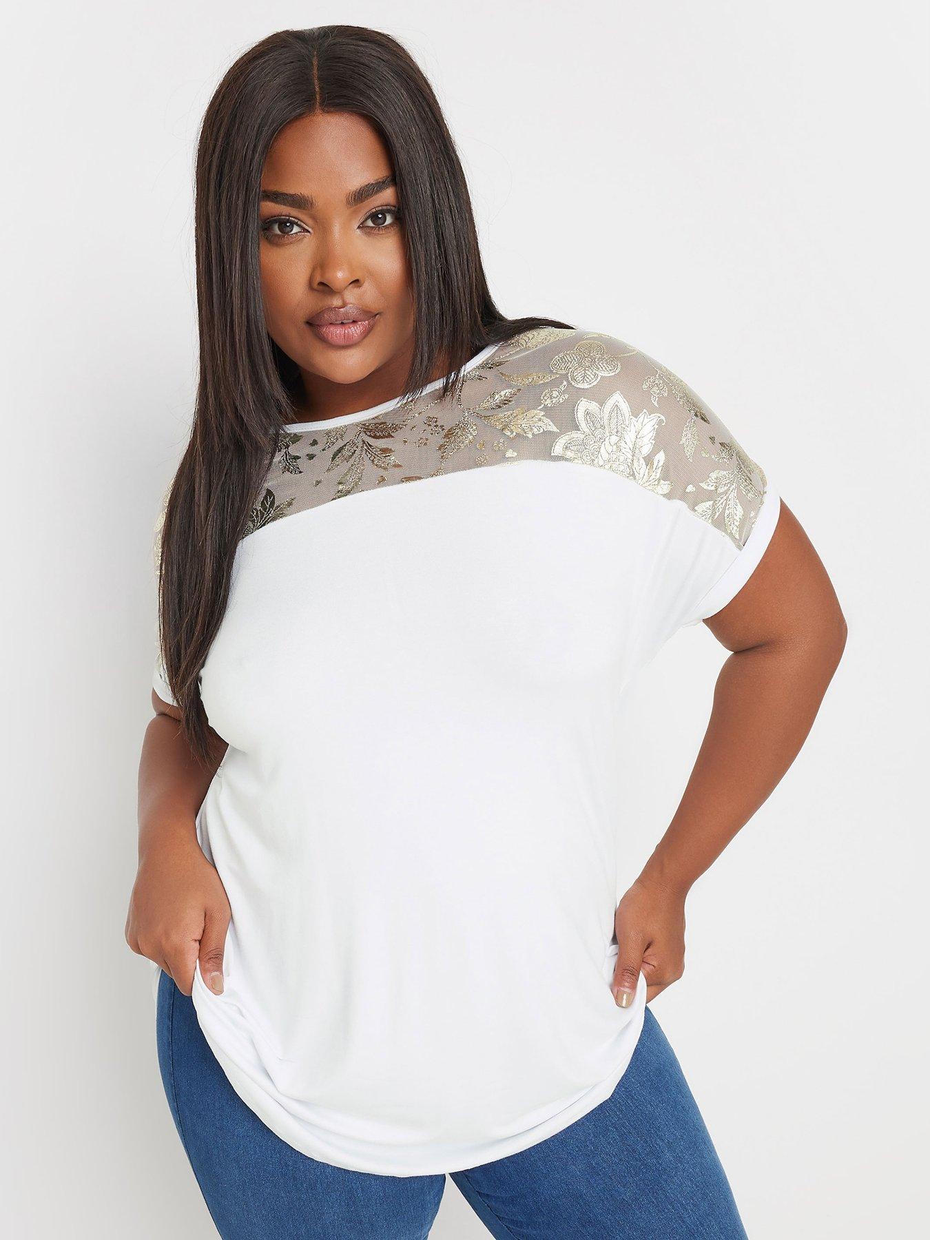 undefined Curve Foil Printed Top - White
