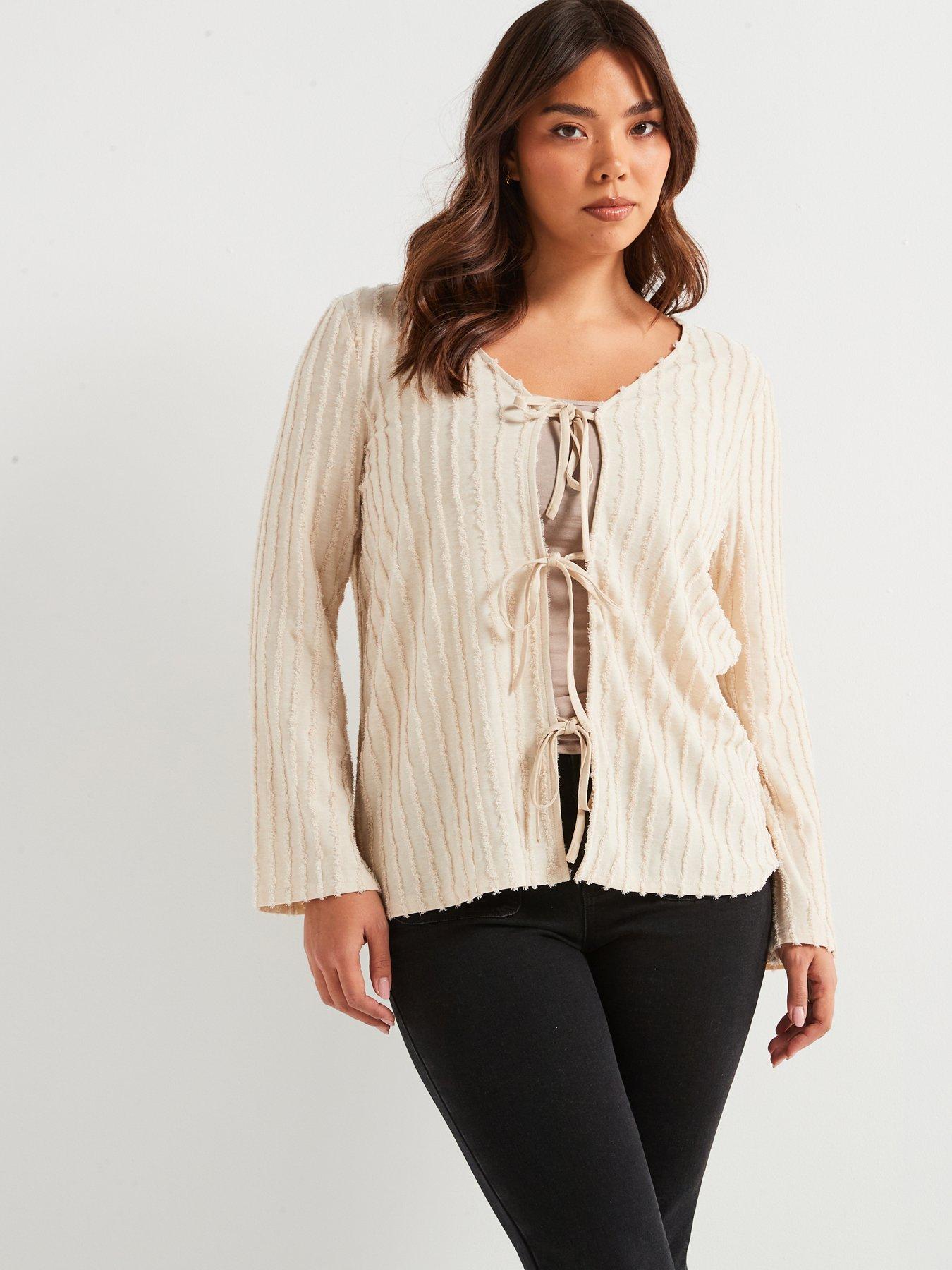 v-by-very-curve-tie-front-textured-cardigan-cream