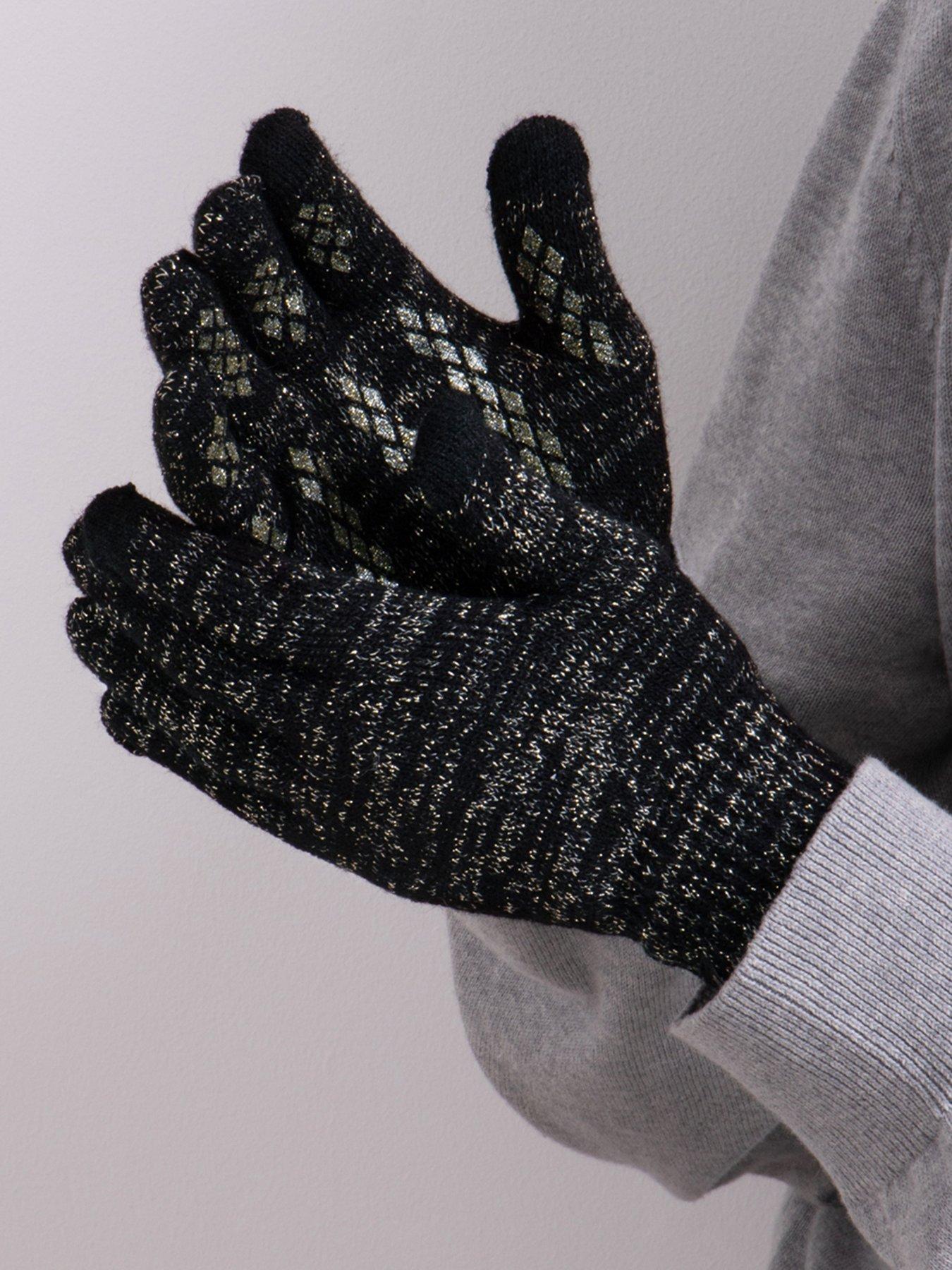  image of totes-stretch-knitted-st-gloves-black
