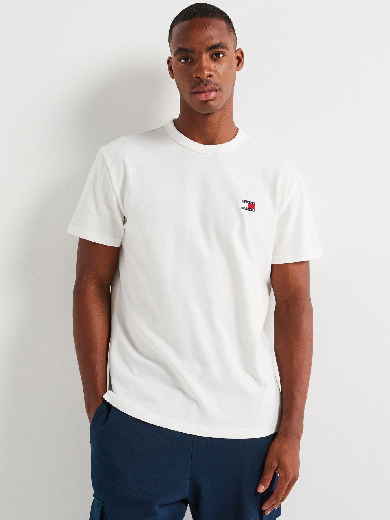 Image 1 of 4 of Tommy Jeans Regular Fit Left Chest Badge T-Shirt - White