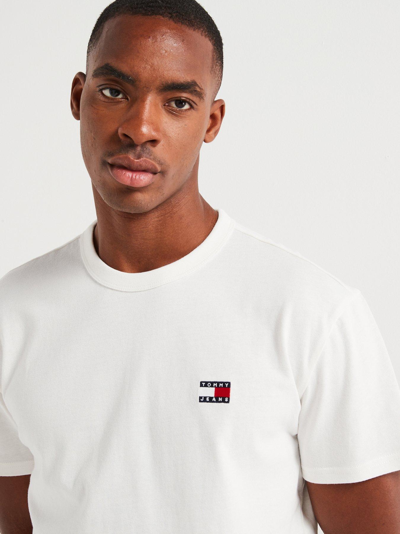  image of tommy-jeans-regular-fit-left-chest-badge-t-shirt-off-white