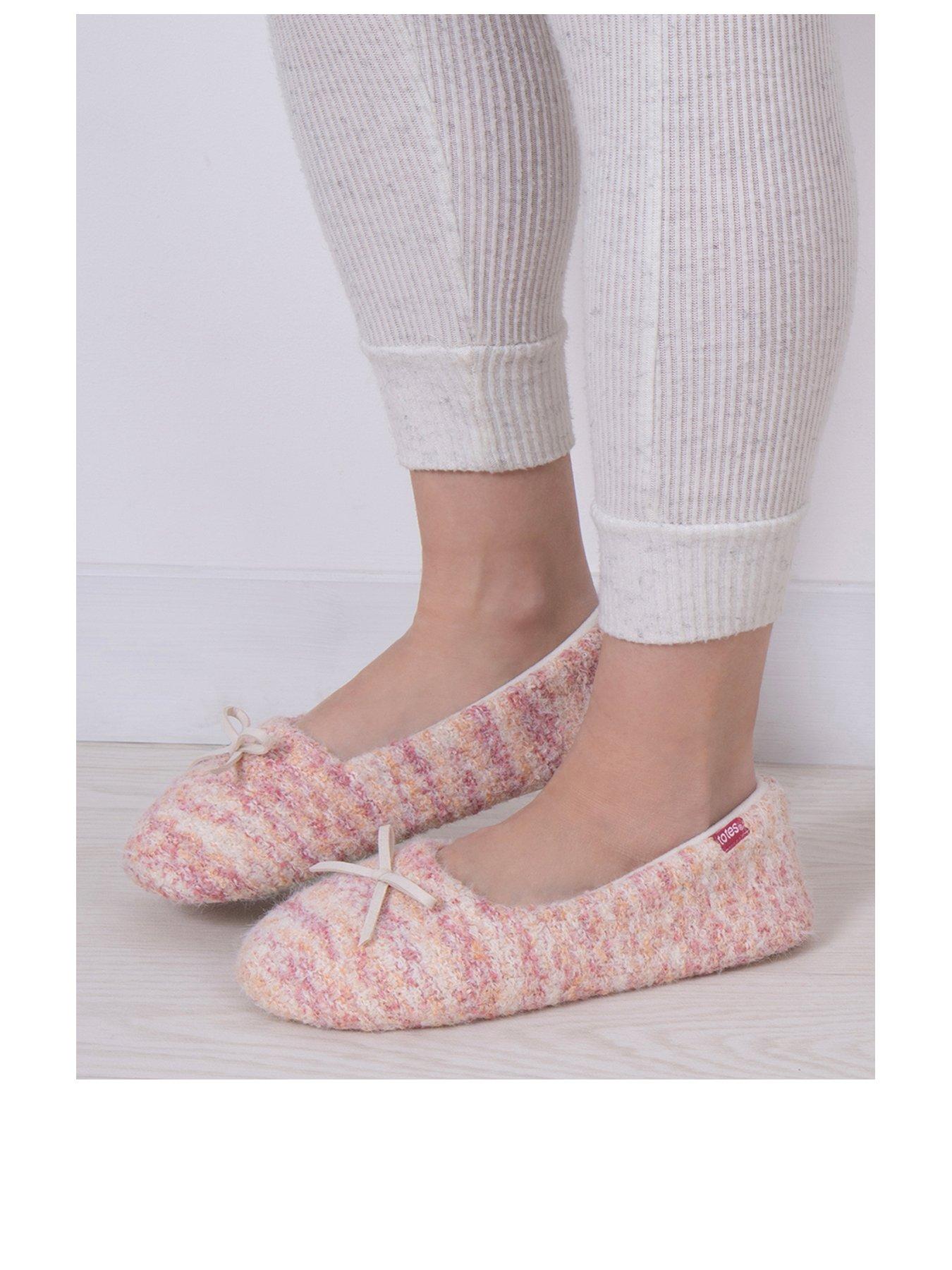 image of totes-knitted-ballet-slippers-pink